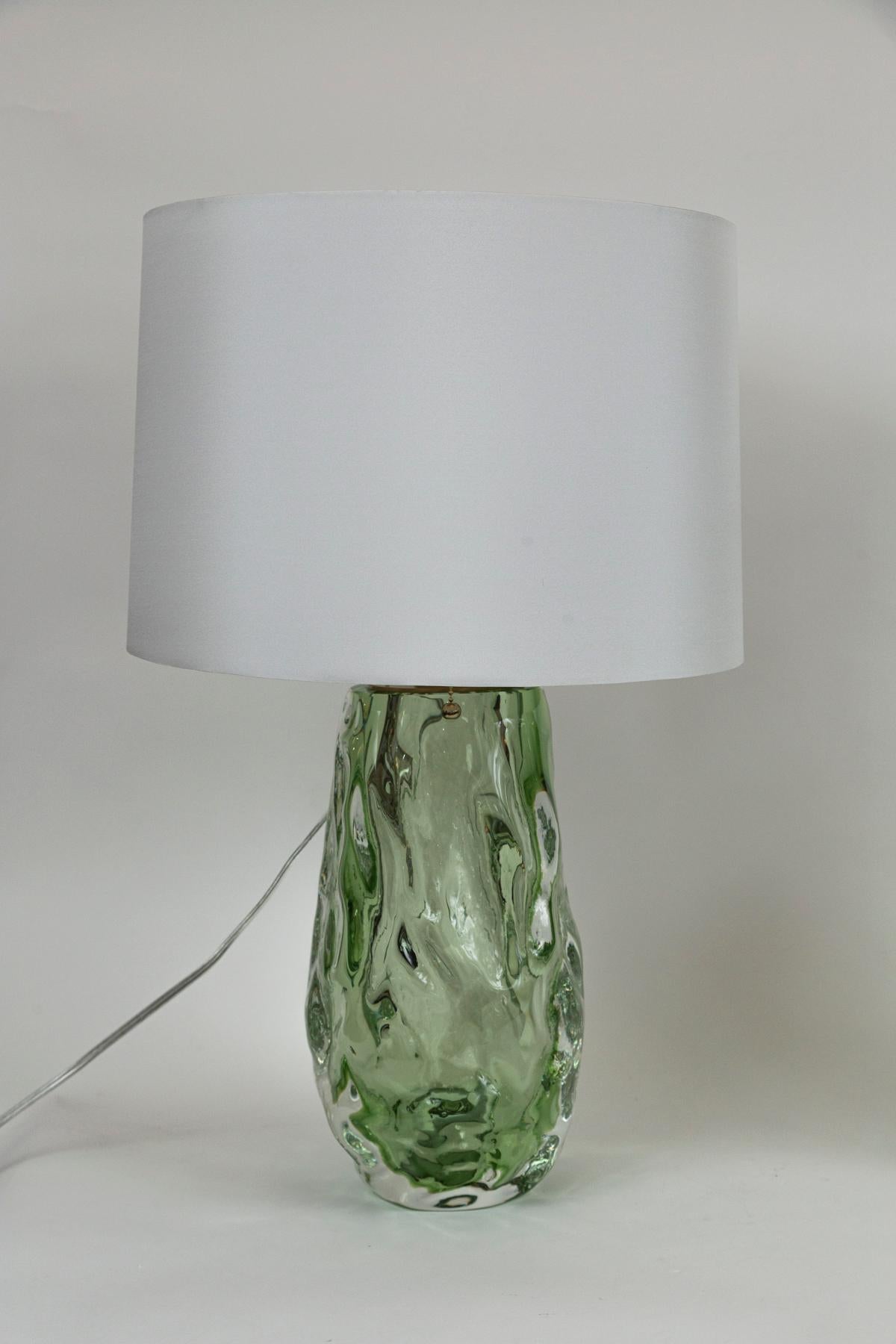 Pareja de Lámparas de Vidrio Soplado Artesanal Verde Mar, Contemporáneas Vidrio soplado en venta