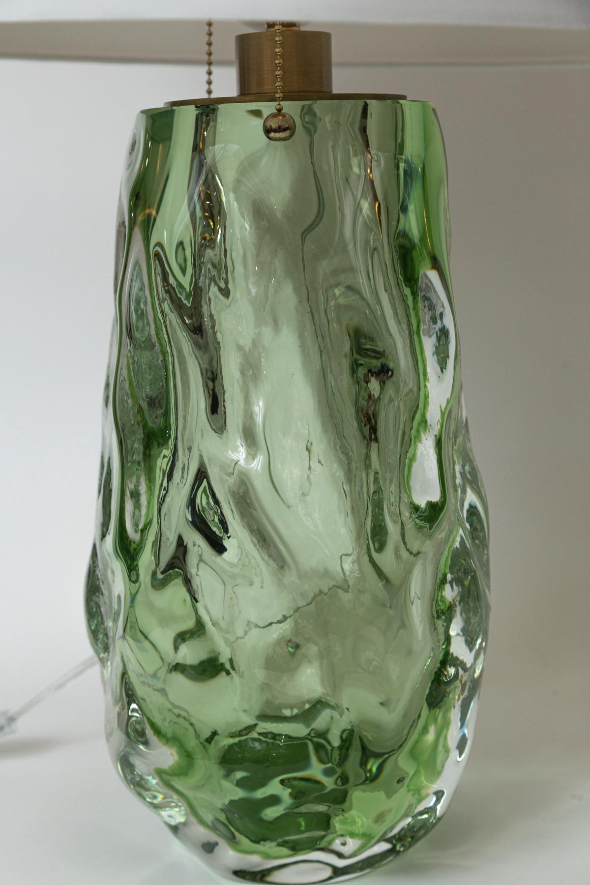 Pareja de Lámparas de Vidrio Soplado Artesanal Verde Mar, Contemporáneas en venta 1