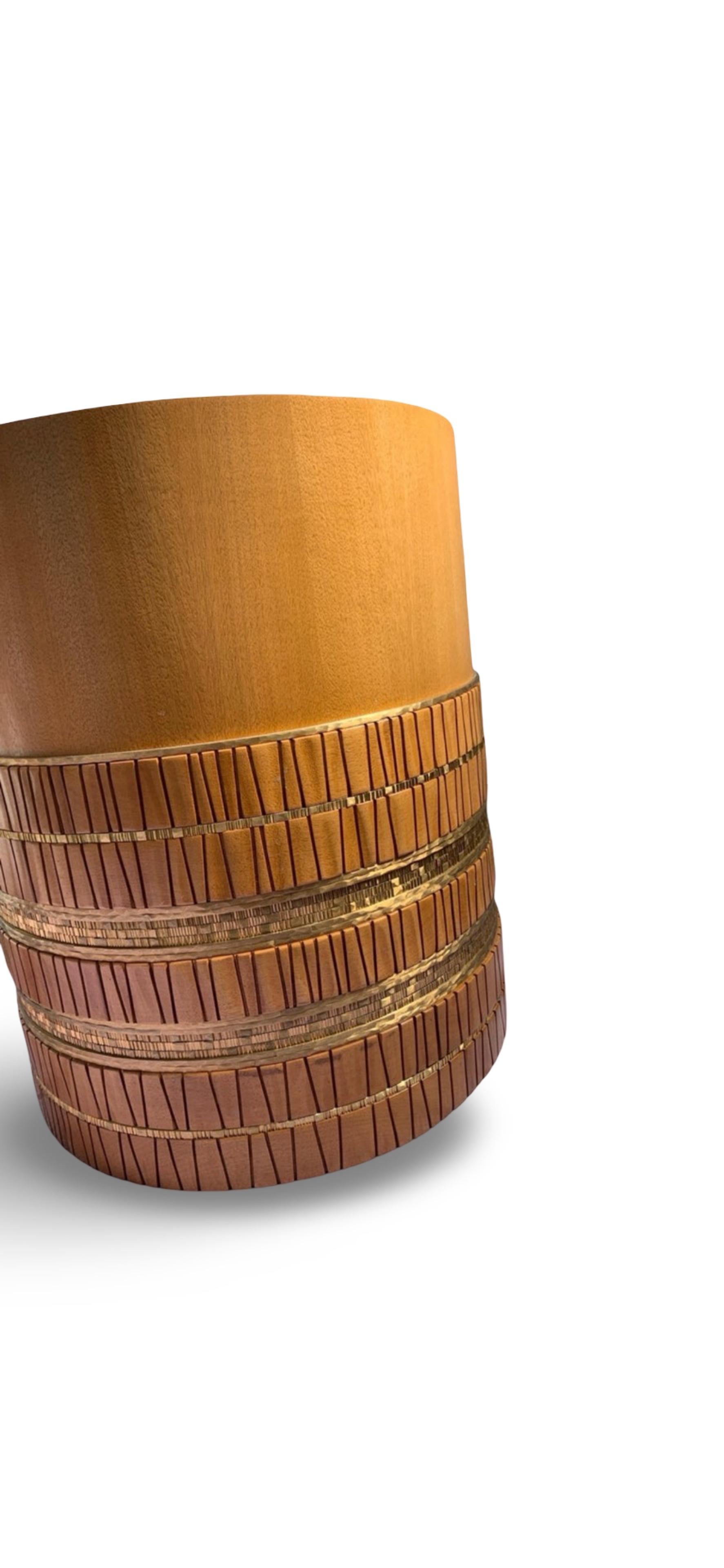 Paar von Künstler Damian Jones Custom Made Wood/Brass Tribal Side/Sofa Tables im Angebot 7