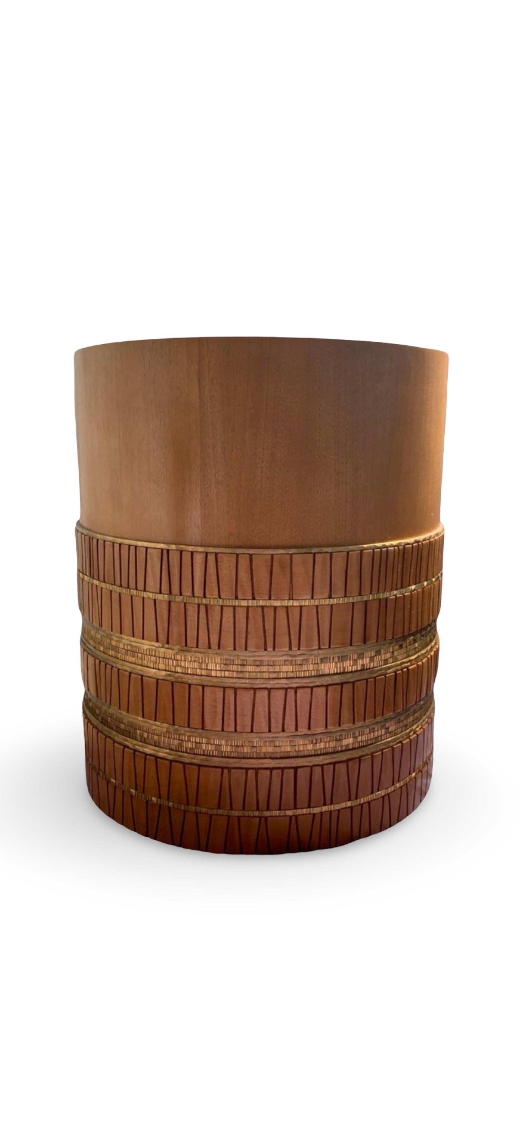 Paar von Künstler Damian Jones Custom Made Wood/Brass Tribal Side/Sofa Tables im Angebot 8