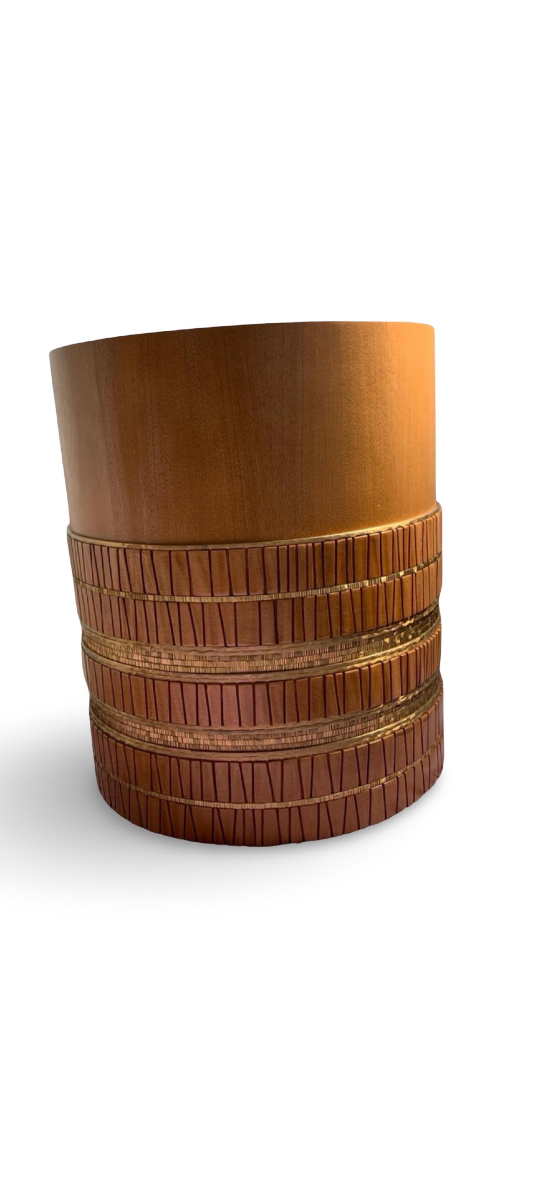 Paar von Künstler Damian Jones Custom Made Wood/Brass Tribal Side/Sofa Tables im Angebot 1