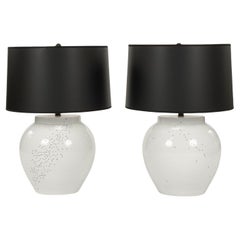 Pair of Artist-Made White Ceramic "Ant" Lamps