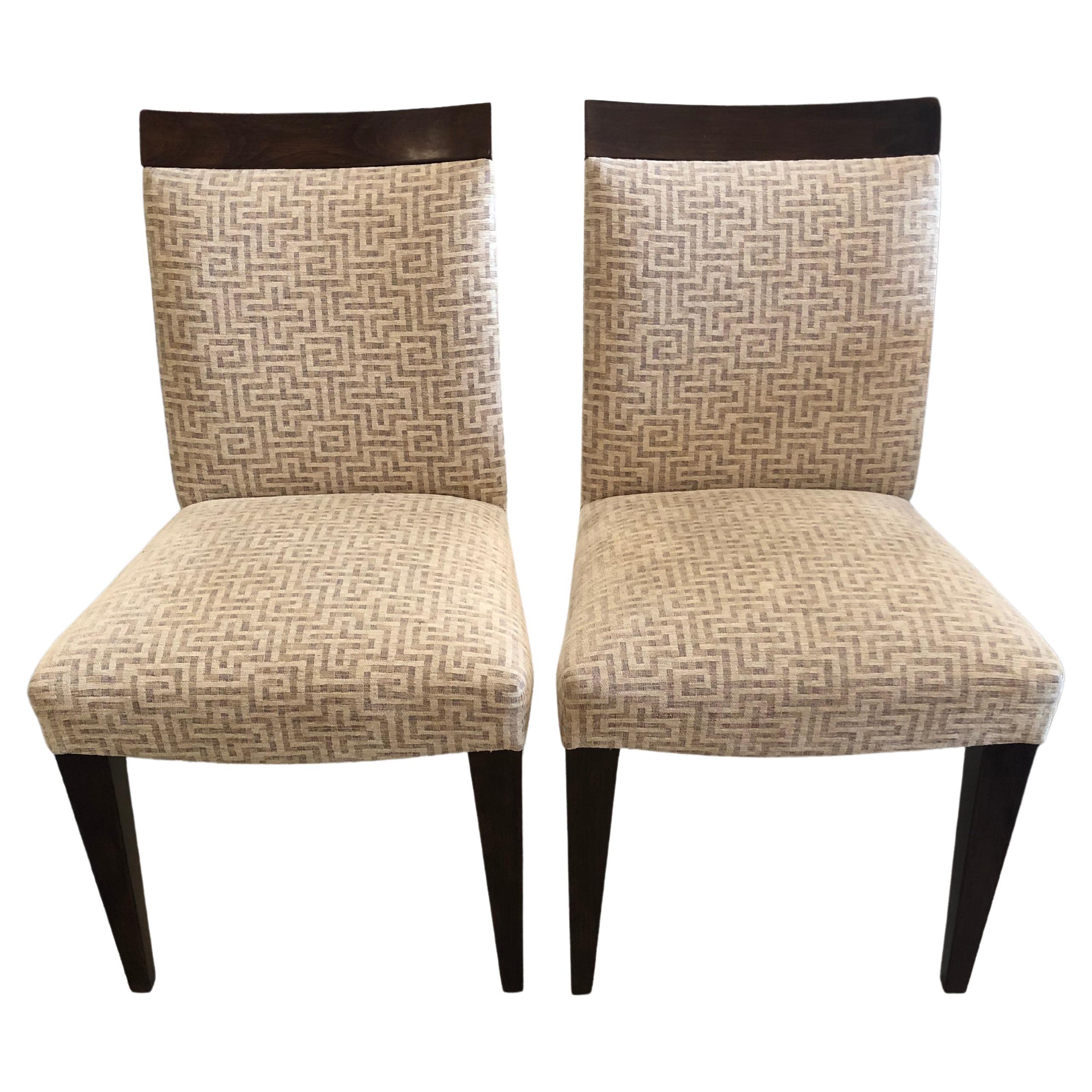 Pair of Artistic Frame Mahogany & Richly Upholstered Einstein Side Chairs For Sale