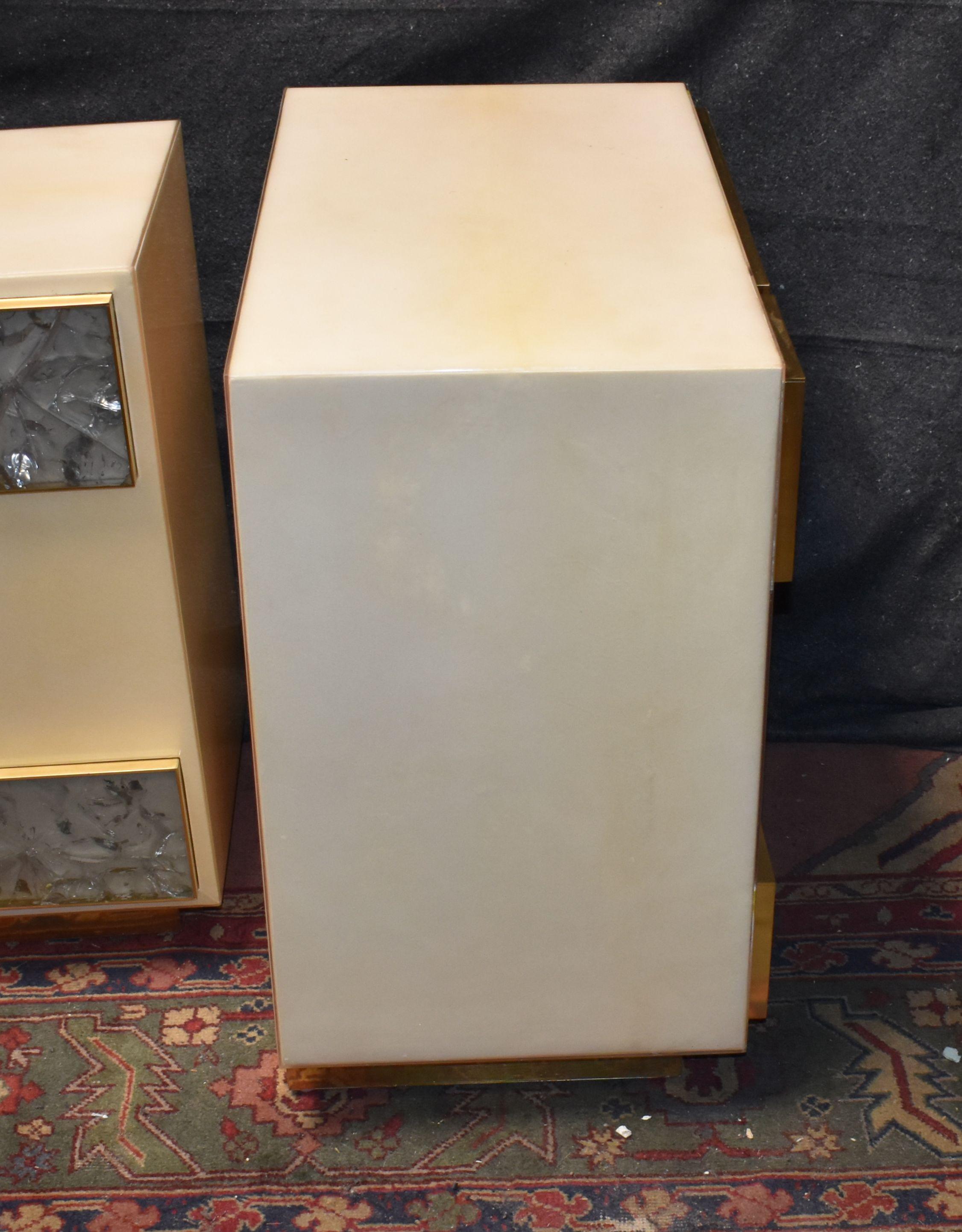 Pair of Artistic Parchment and Cracked Resin Side Tables or Nightstands 3