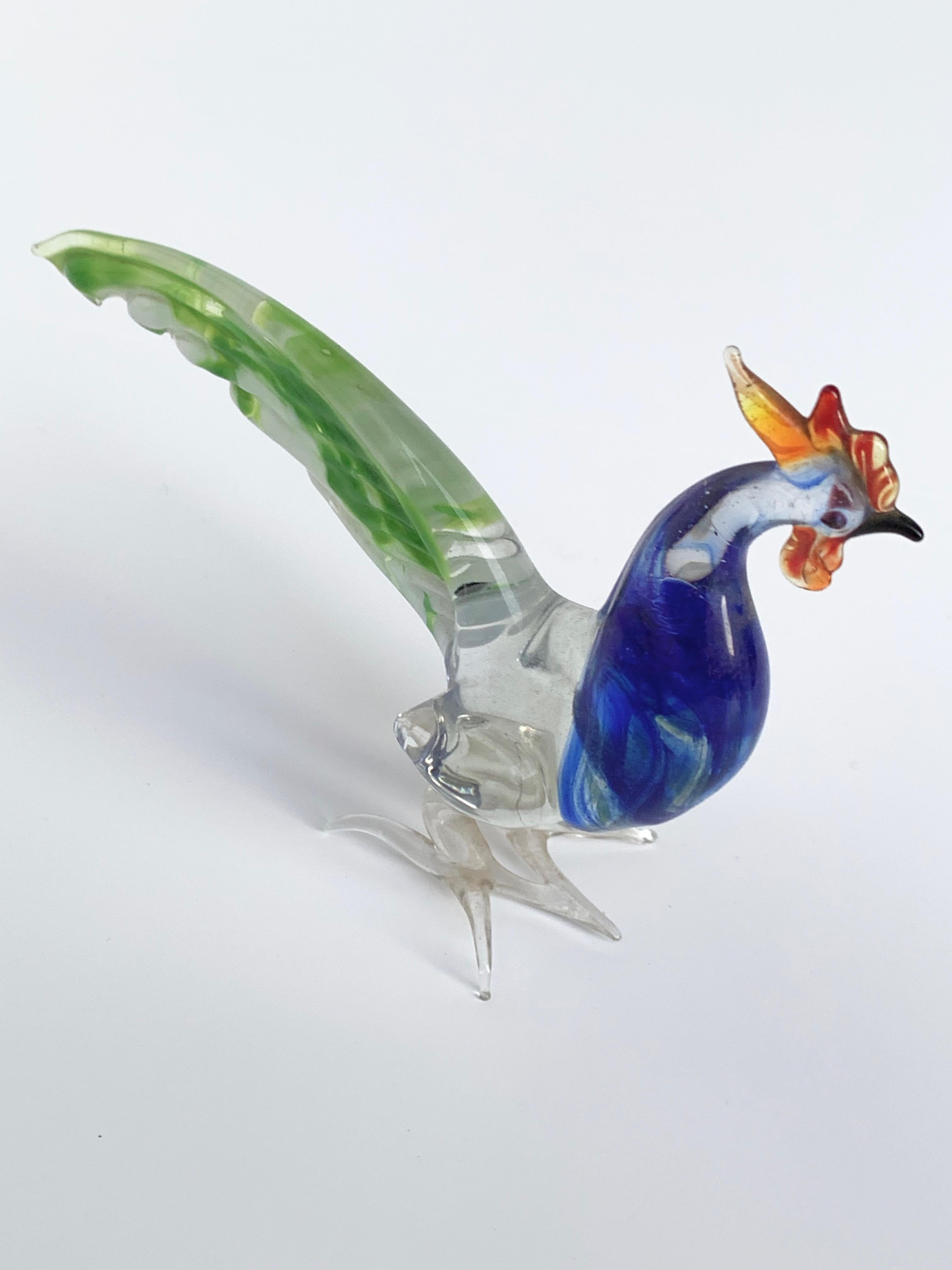 Pair of Artistic Roosters in Multi-Color Murano Glass, Italy, 1970s 1
