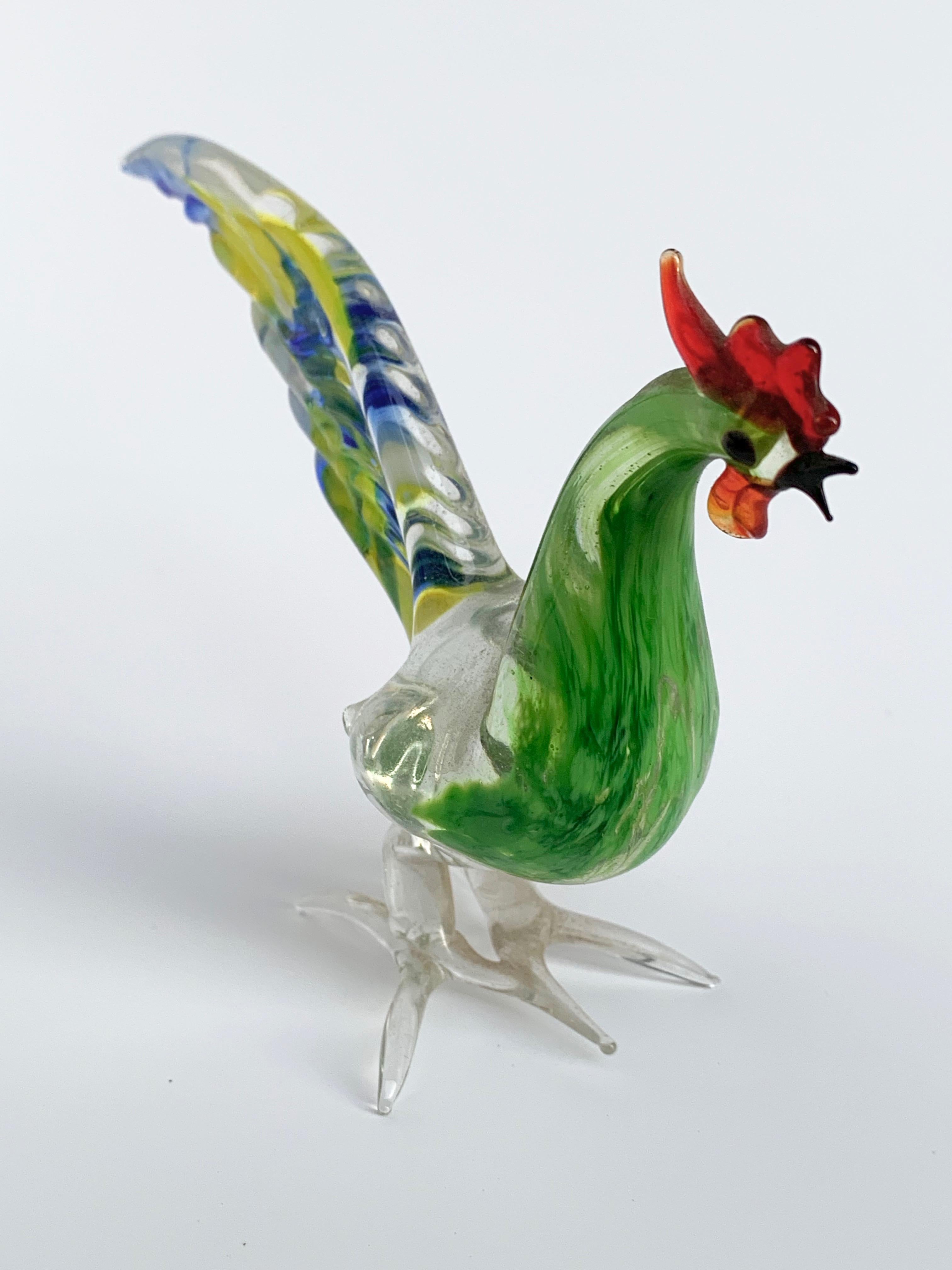 Pair of Artistic Roosters in Multi-Color Murano Glass, Italy, 1970s 2