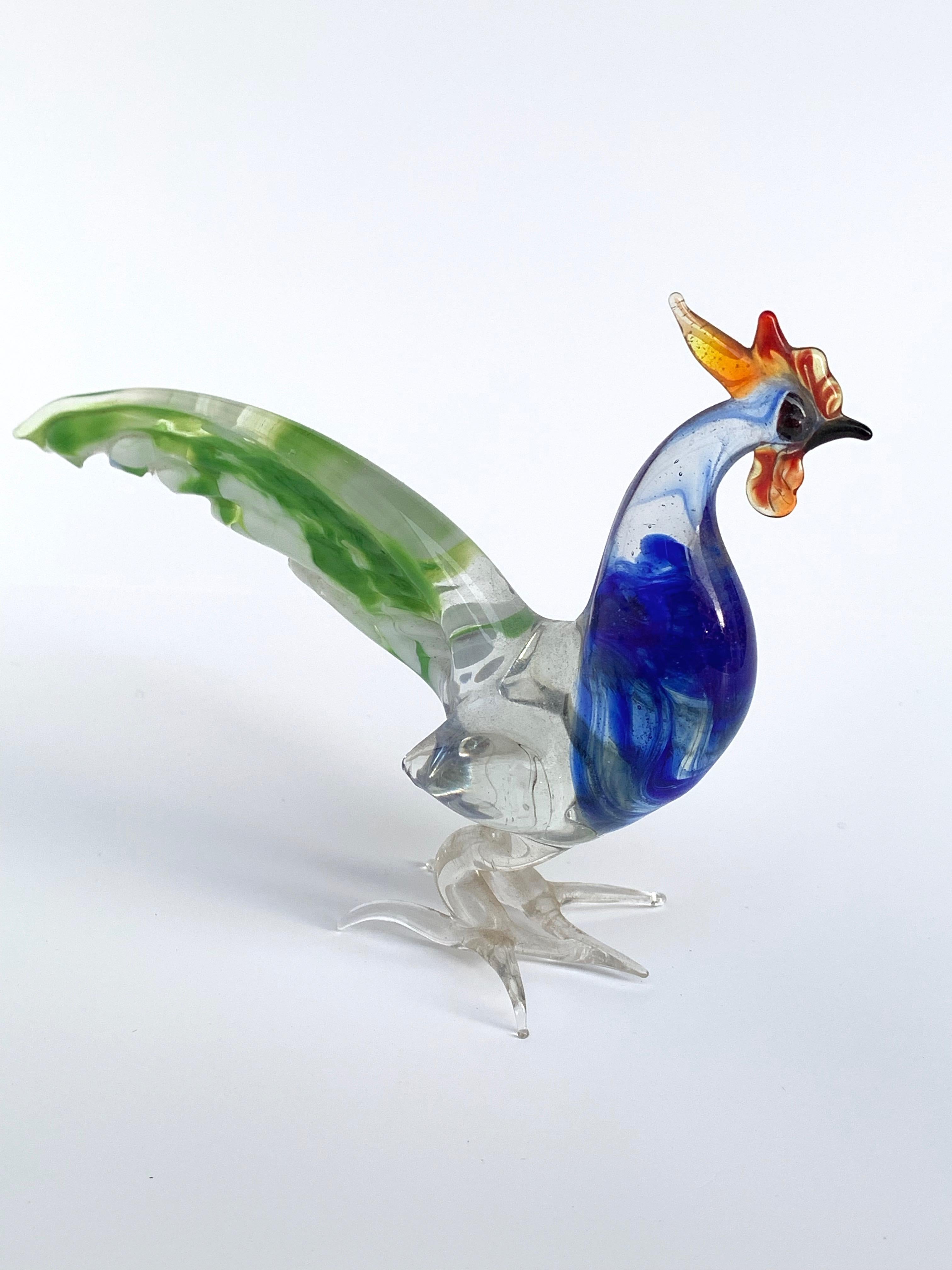 Pair of Artistic Roosters in Multi-Color Murano Glass, Italy, 1970s 3