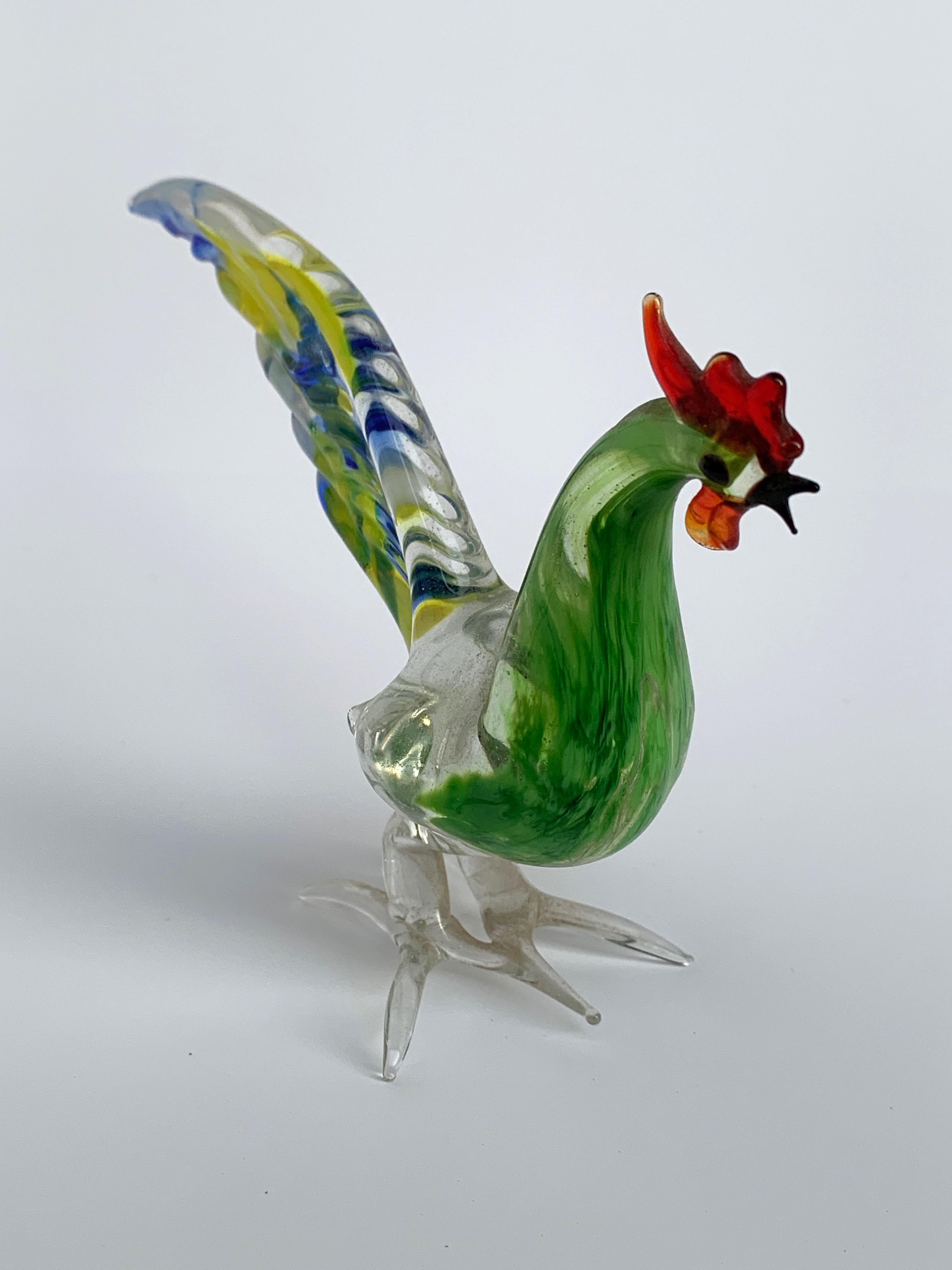 Pair of Artistic Roosters in Multi-Color Murano Glass, Italy, 1970s 4
