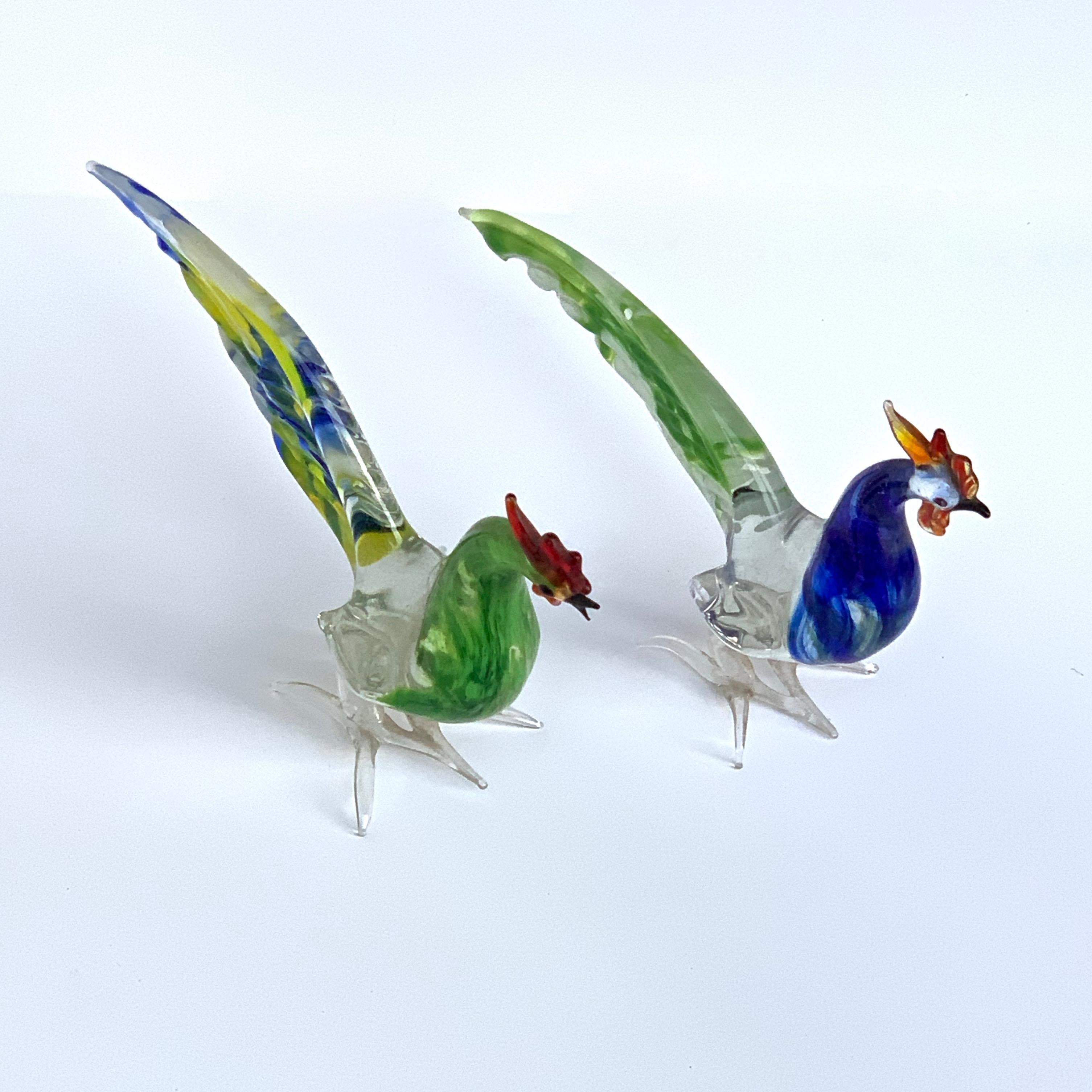 murano glass roosters