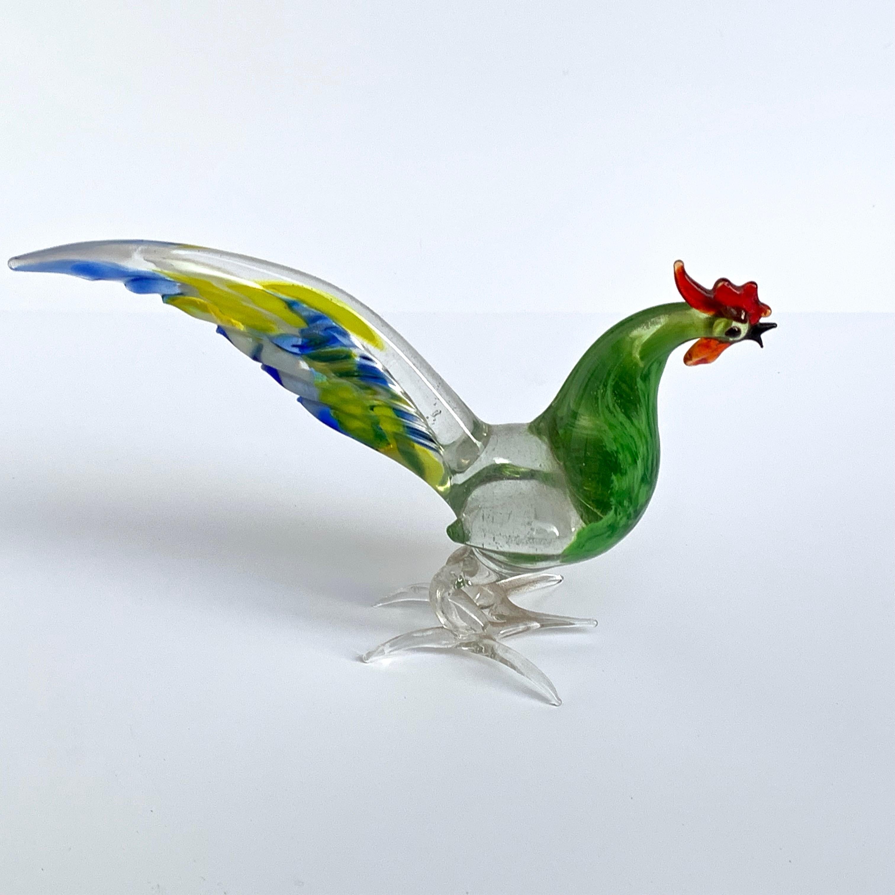 Pair of Artistic Roosters in Multi-Color Murano Glass, Italy, 1970s In Good Condition In Roma, IT