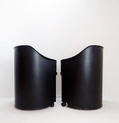 Pareja de sillones Artona de cuero negro de Afra & Tobia Scarpa para Maxalto