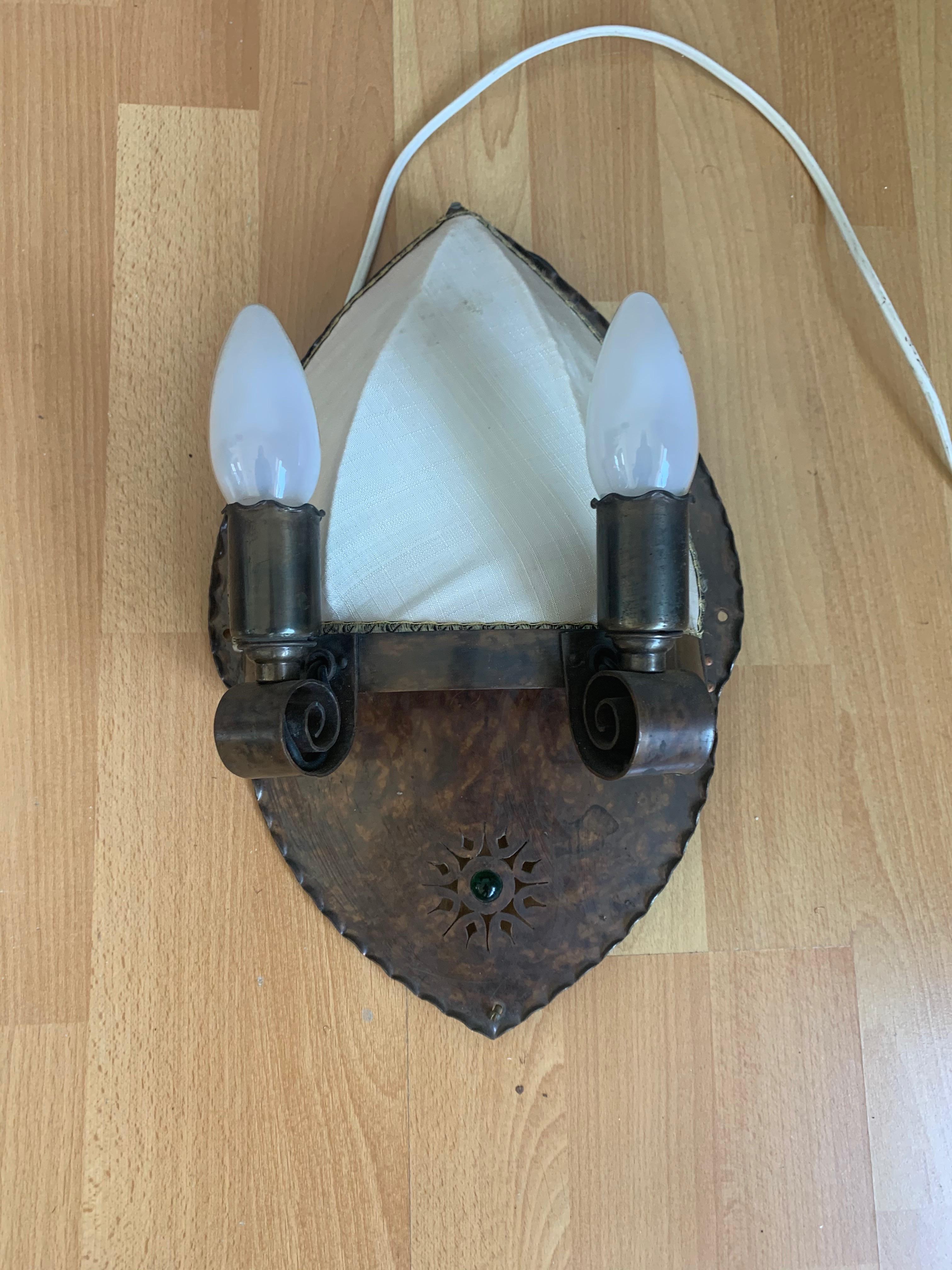 Paar Arts and Crafts-Wandleuchter aus Kupfer mit 3 Lichtern von Winkelman & Van der Bijl im Angebot 11