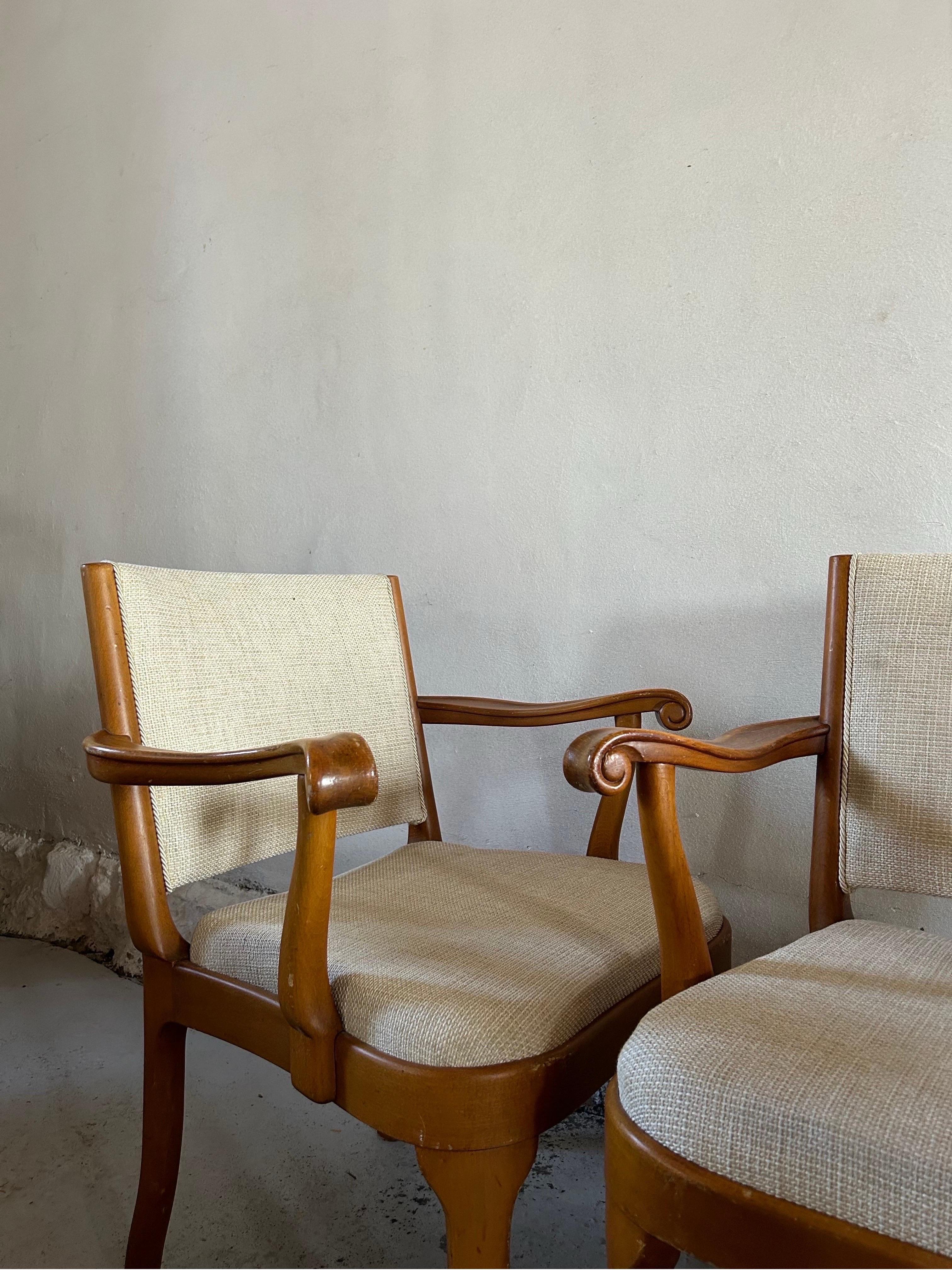 Danish Pair of Arts and Crafts Armchairs by Thorvald Jørgensen for Fritz Hansen 1910’s For Sale