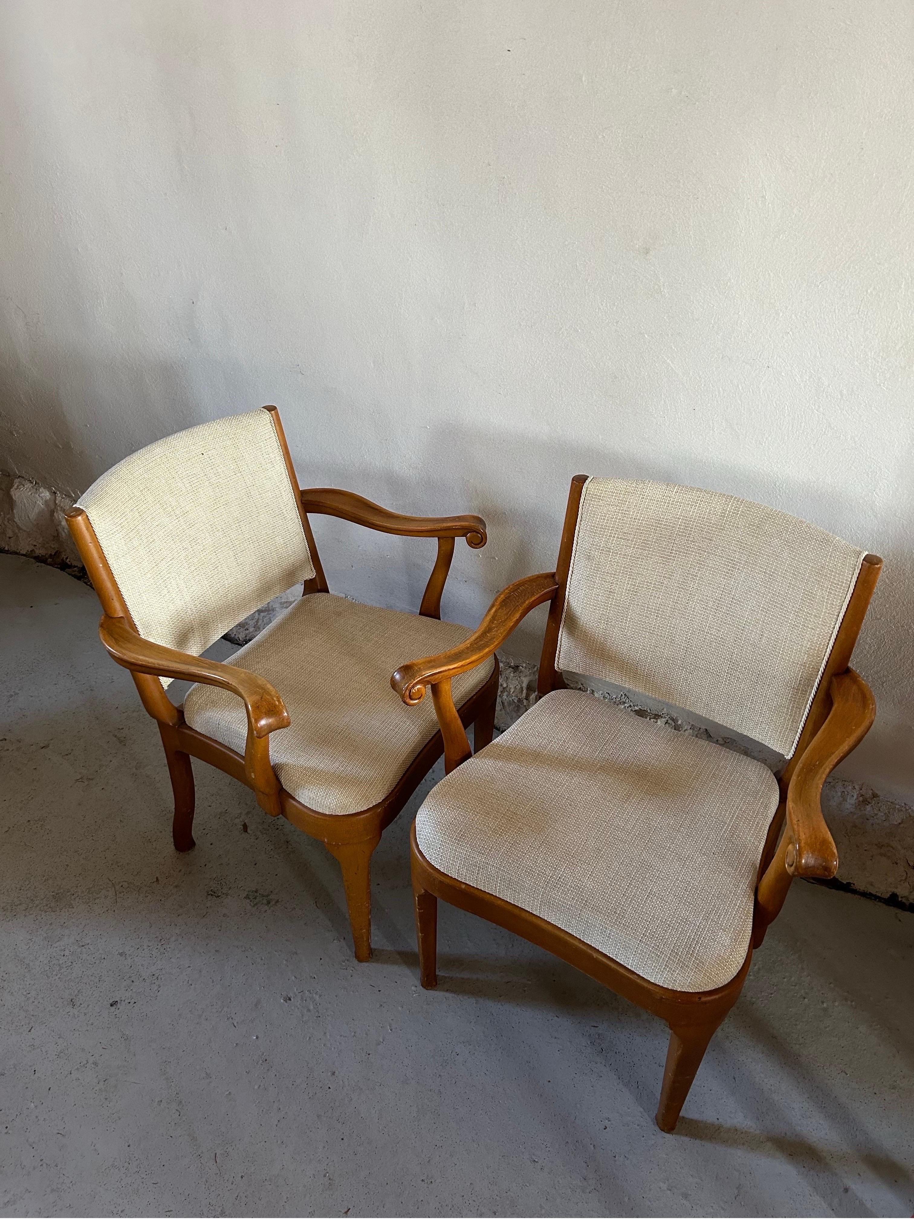 Fait main Paire de fauteuils Arts and Craft par Thorvald Jørgensen pour Fritz Hansen 1910's en vente