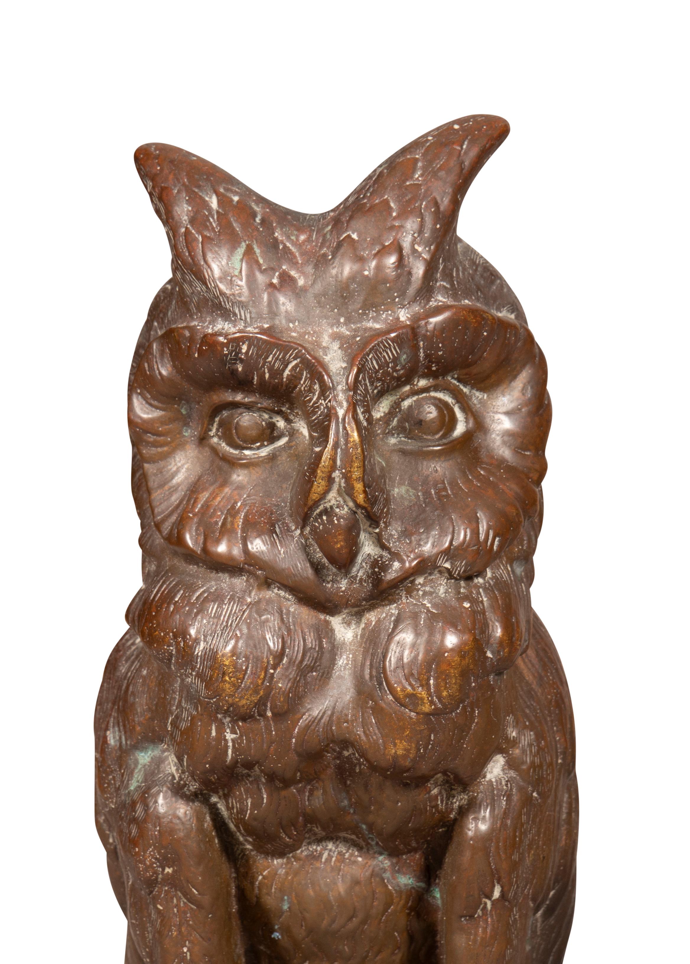 Pair Of Arts And Crafts Bronze Owl Andirons 5