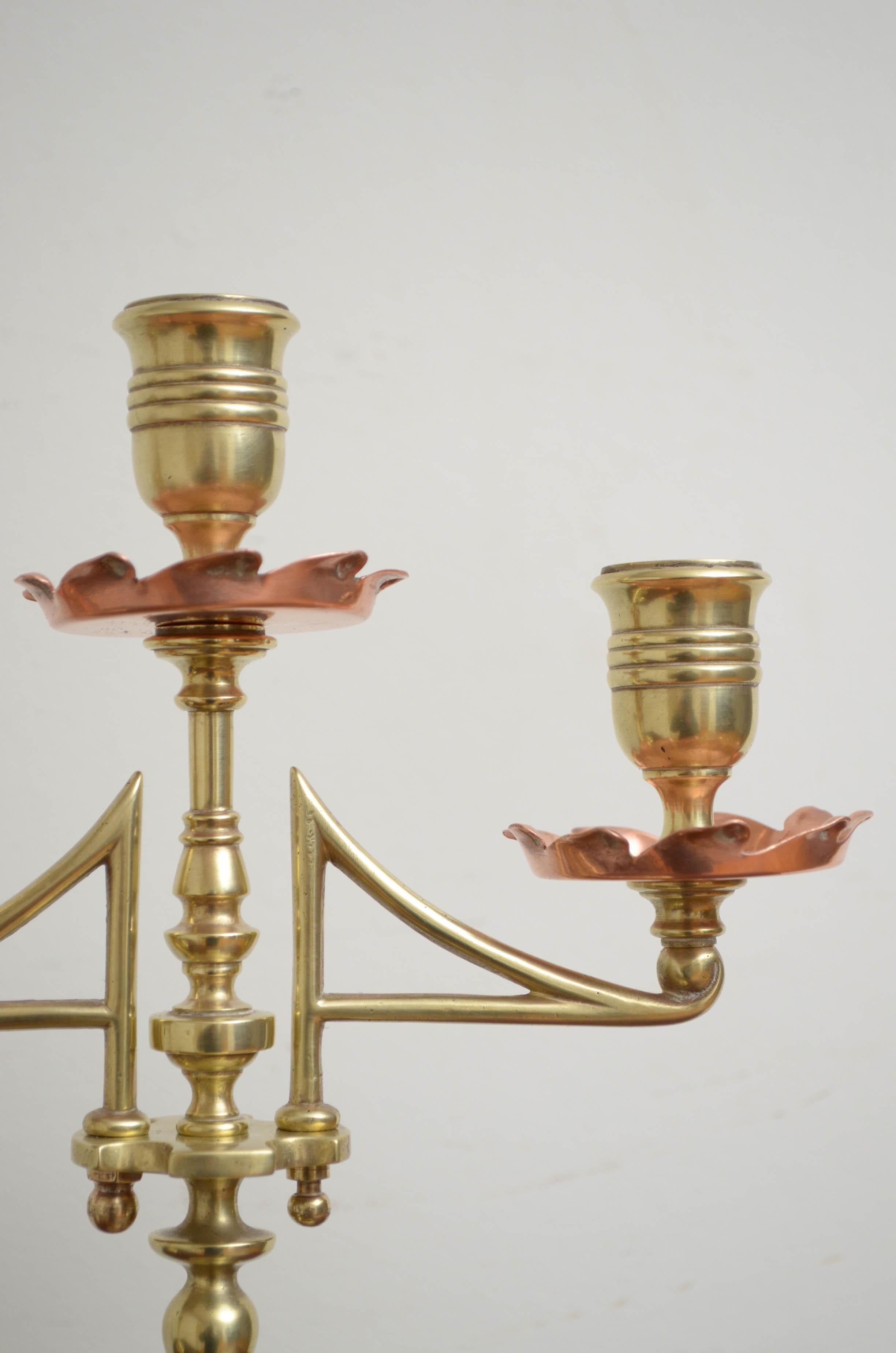 Pair of Arts & Crafts Candleholders For Sale 3