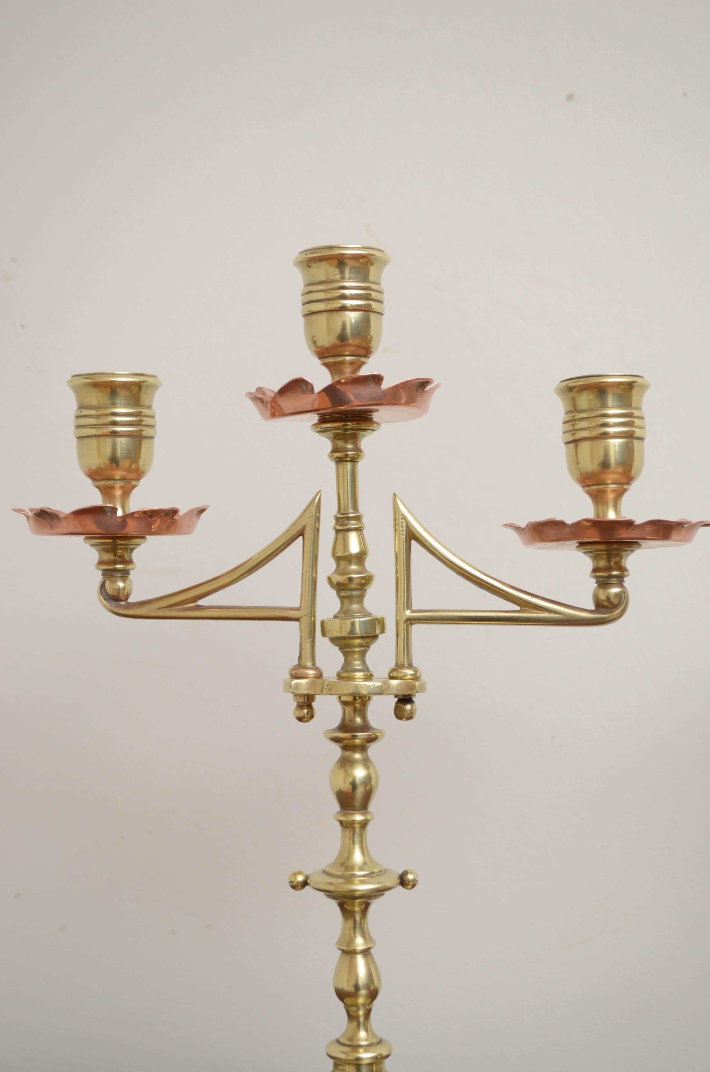 Pair of Arts & Crafts Candleholders For Sale 5