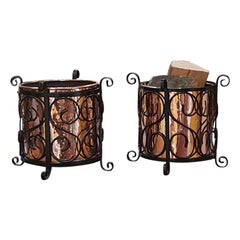 Pair of Arts and Crafts Copper and Cast Iron Log Buckets