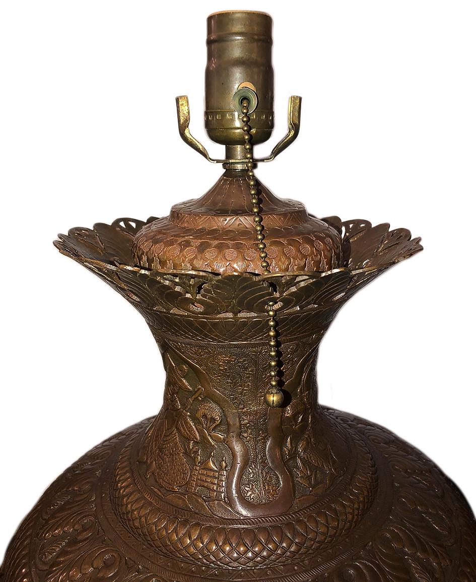 Hand-Crafted Pair of Arts & Crafts Copper Table Lamps For Sale