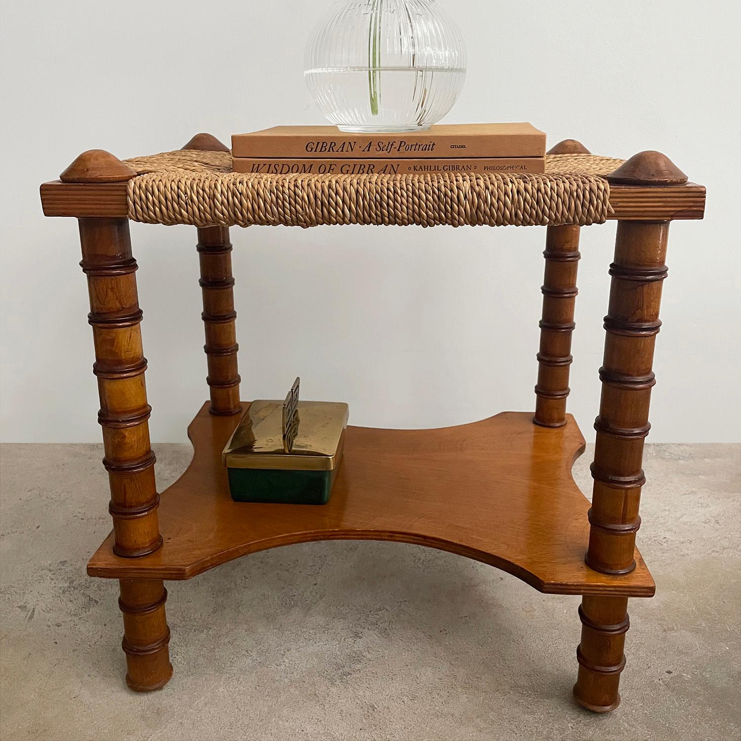 Pair of French Wood & Rope Arts and Crafts End Tables In Good Condition For Sale In Los Angeles, CA