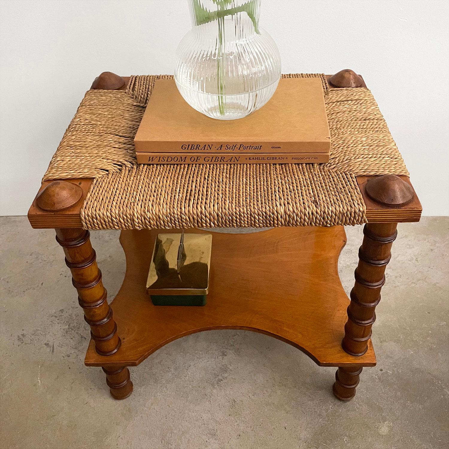 20th Century Pair of French Wood & Rope Arts and Crafts End Tables For Sale