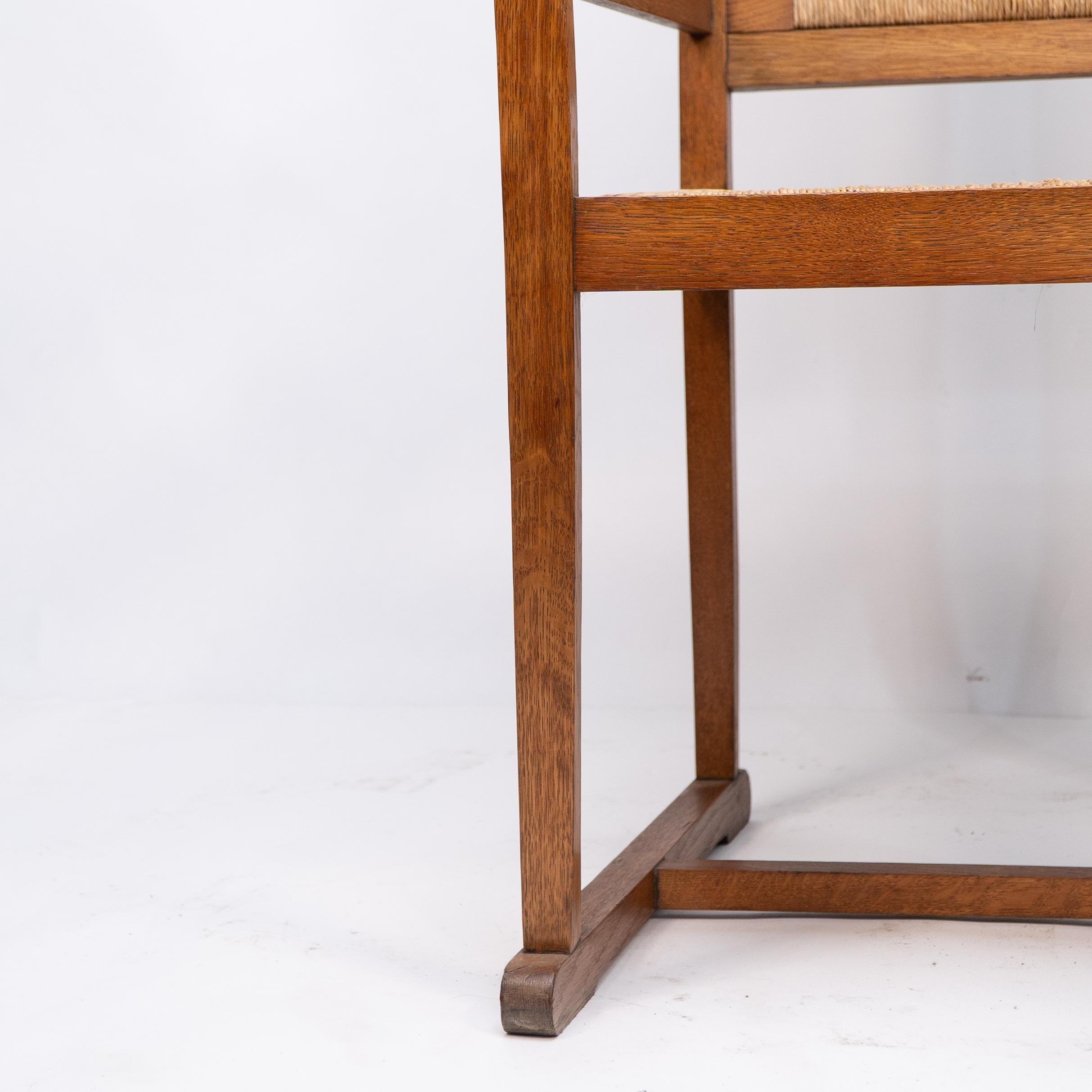 Pair of Arts and Crafts Oak Elbow Chairs, in the Manner of George Walton For Sale 10