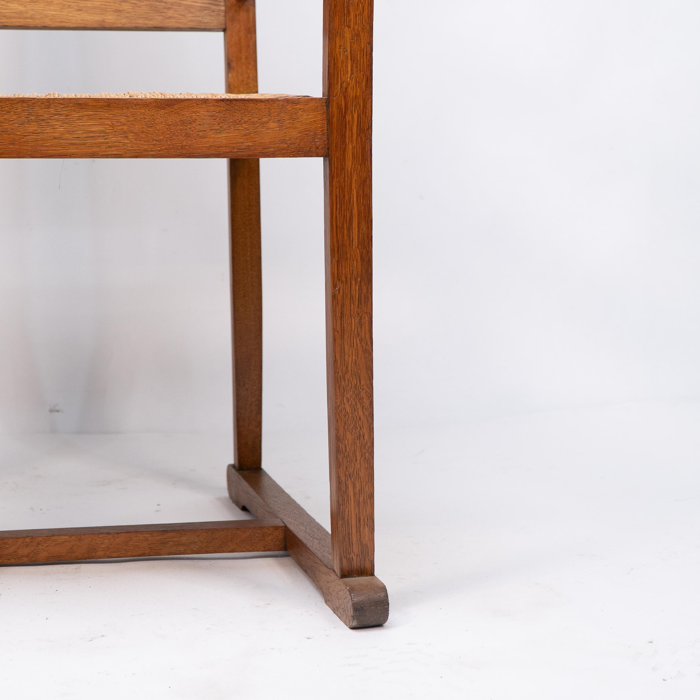 Pair of Arts and Crafts Oak Elbow Chairs, in the Manner of George Walton For Sale 11