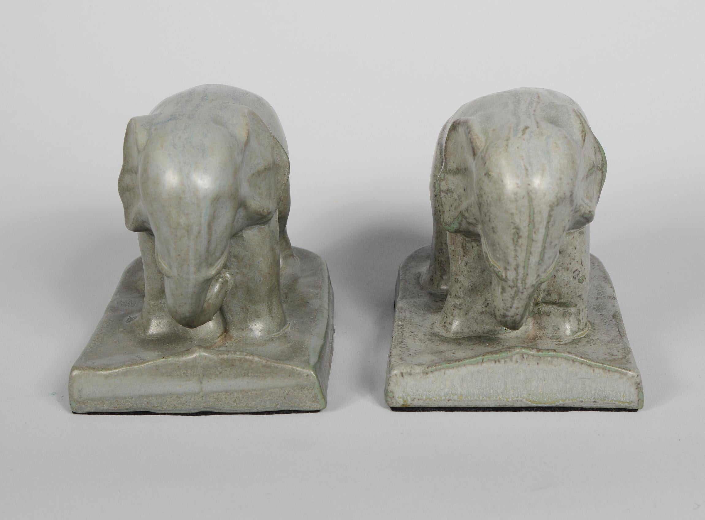 Pair of Arts and Crafts Pottery Elephant Bookends