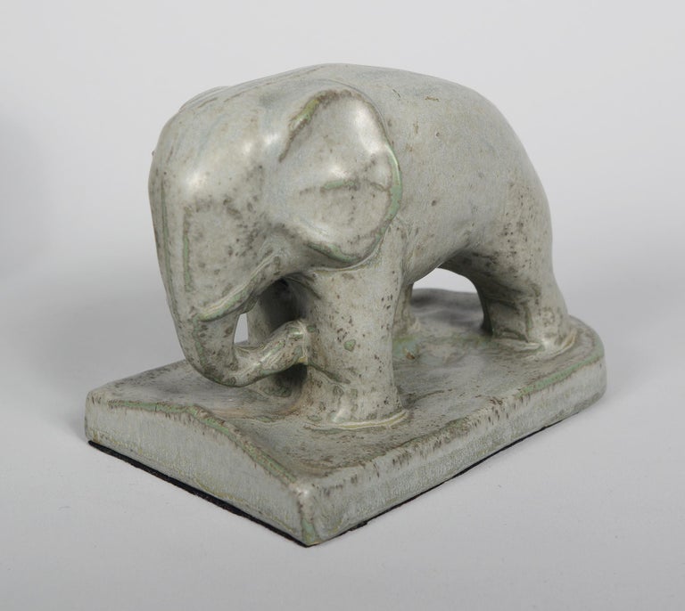 Pair of Arts and Crafts Pottery Elephant Bookends For Sale at 1stDibs