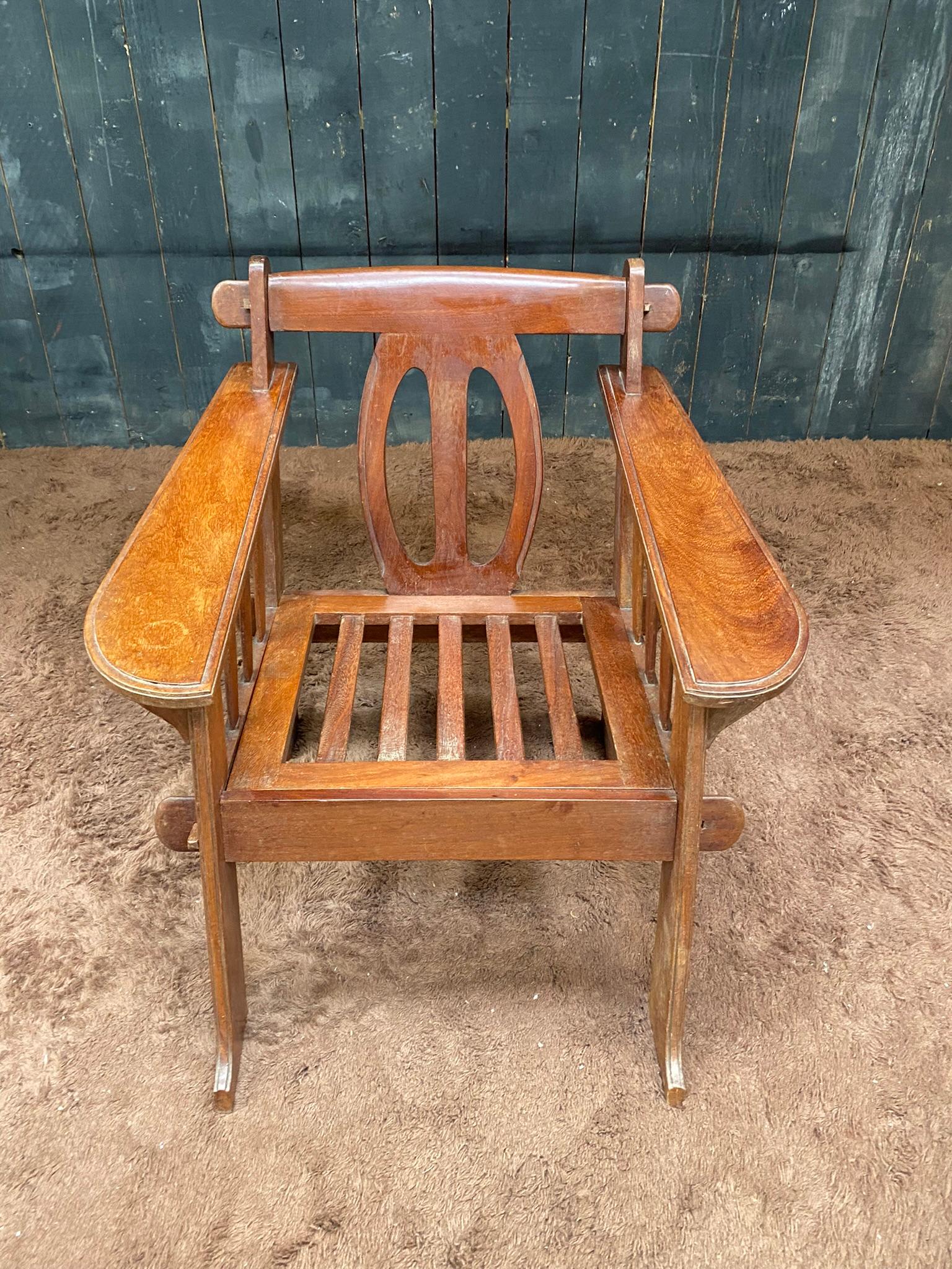Pair of Arts and Crafts Style Armchairs in Teak, circa 1950 For Sale 5