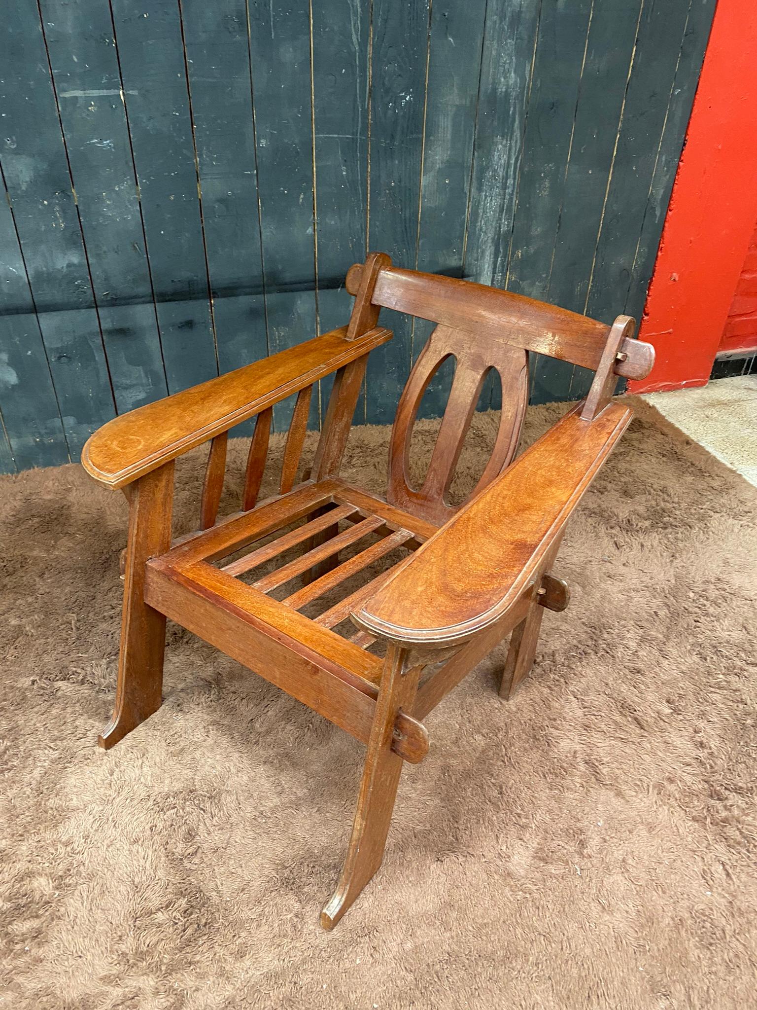 Pair of Arts and Crafts Style Armchairs in Teak, circa 1950 For Sale 3