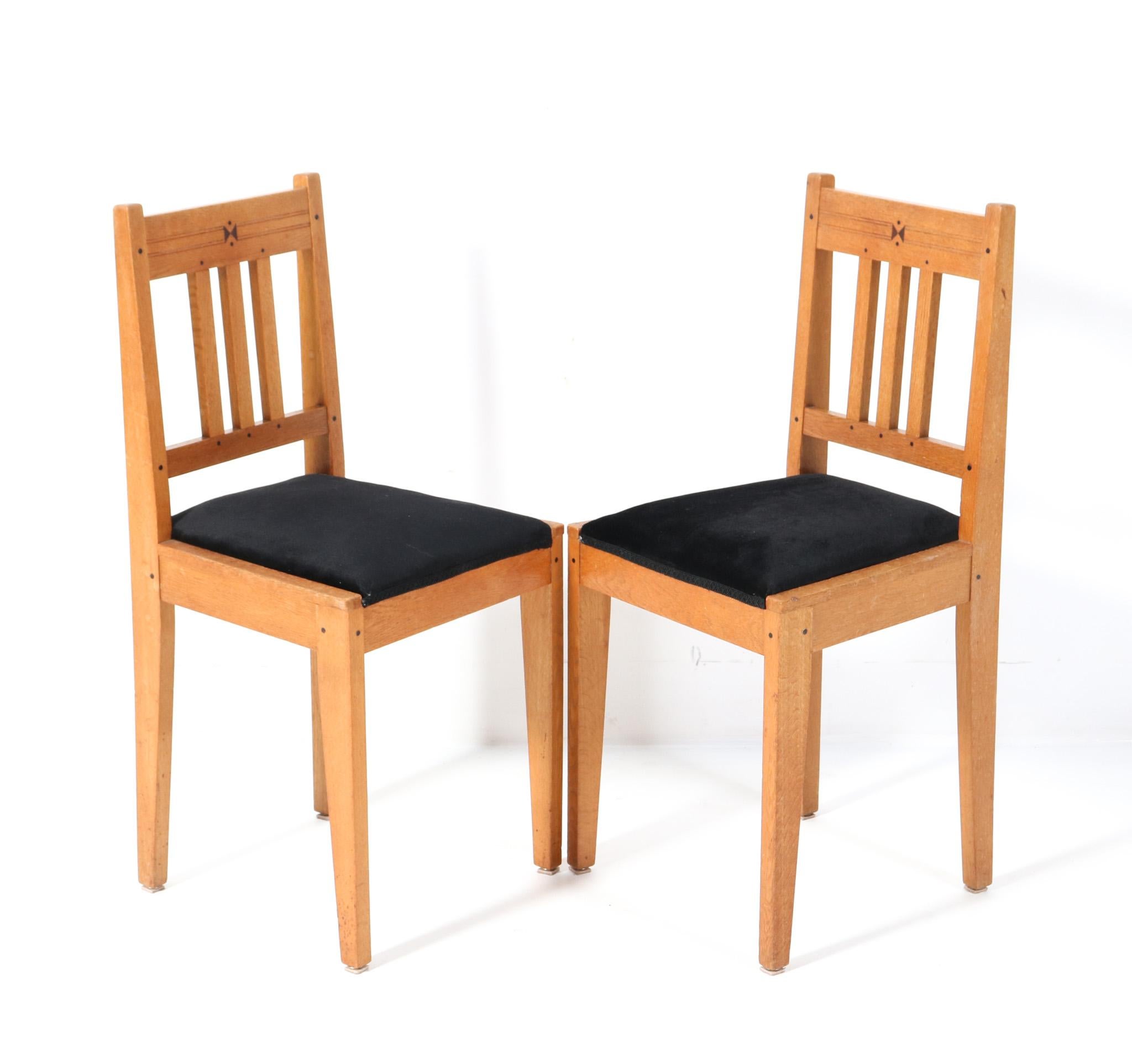 Pair of  Arts & Crafts Art Nouveau Side Chairs by Jac. van den Bosch, 1904 In Good Condition For Sale In Amsterdam, NL