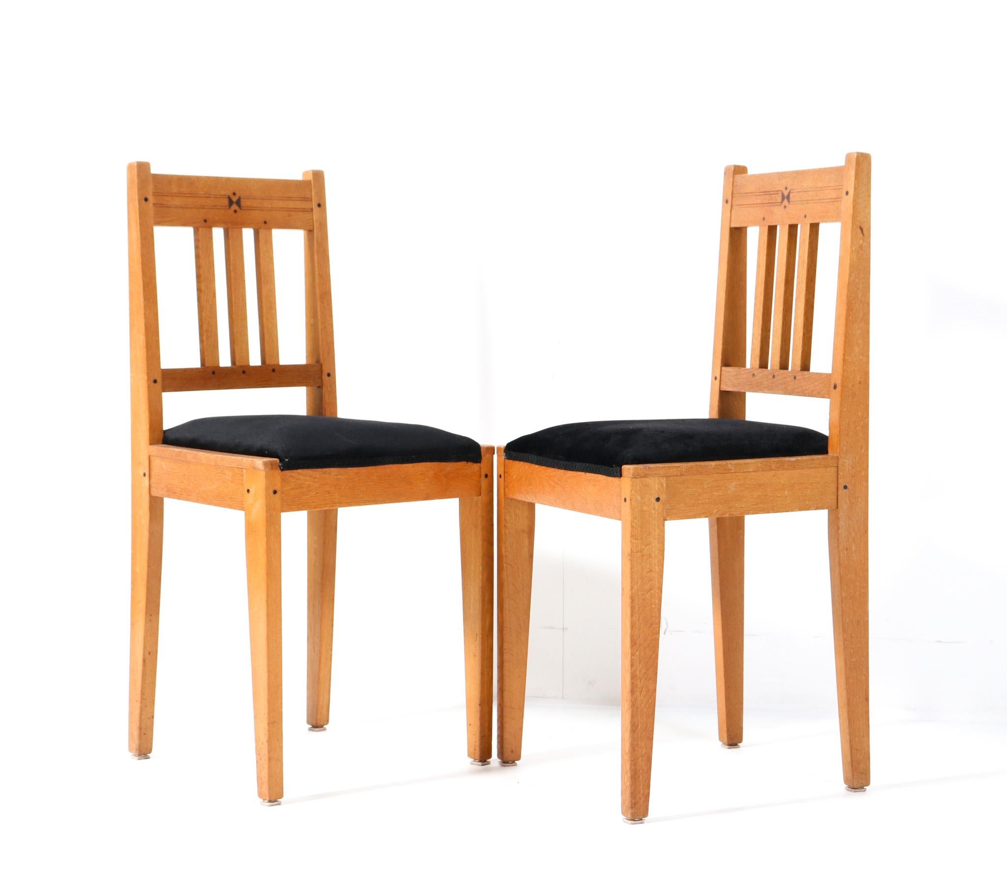 Early 20th Century Pair of  Arts & Crafts Art Nouveau Side Chairs by Jac. van den Bosch, 1904 For Sale