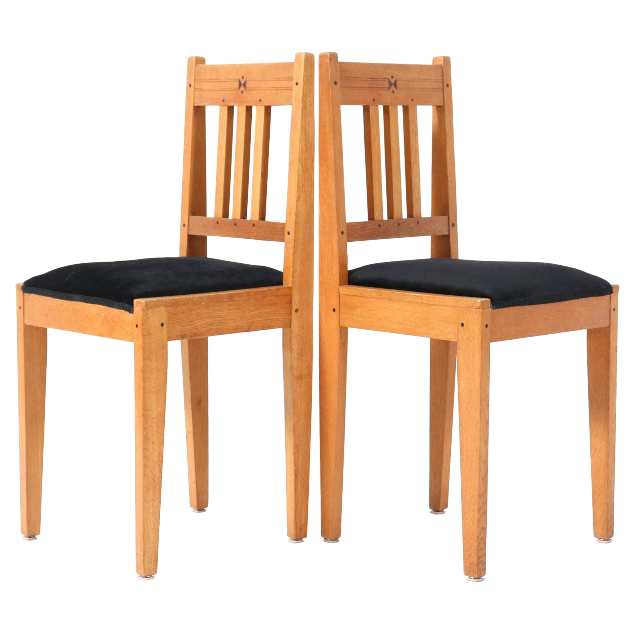 Pair of  Arts & Crafts Art Nouveau Side Chairs by Jac. van den Bosch, 1904