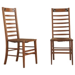 Pair of Arts & Crafts Glascow School Ladder Back Chairs