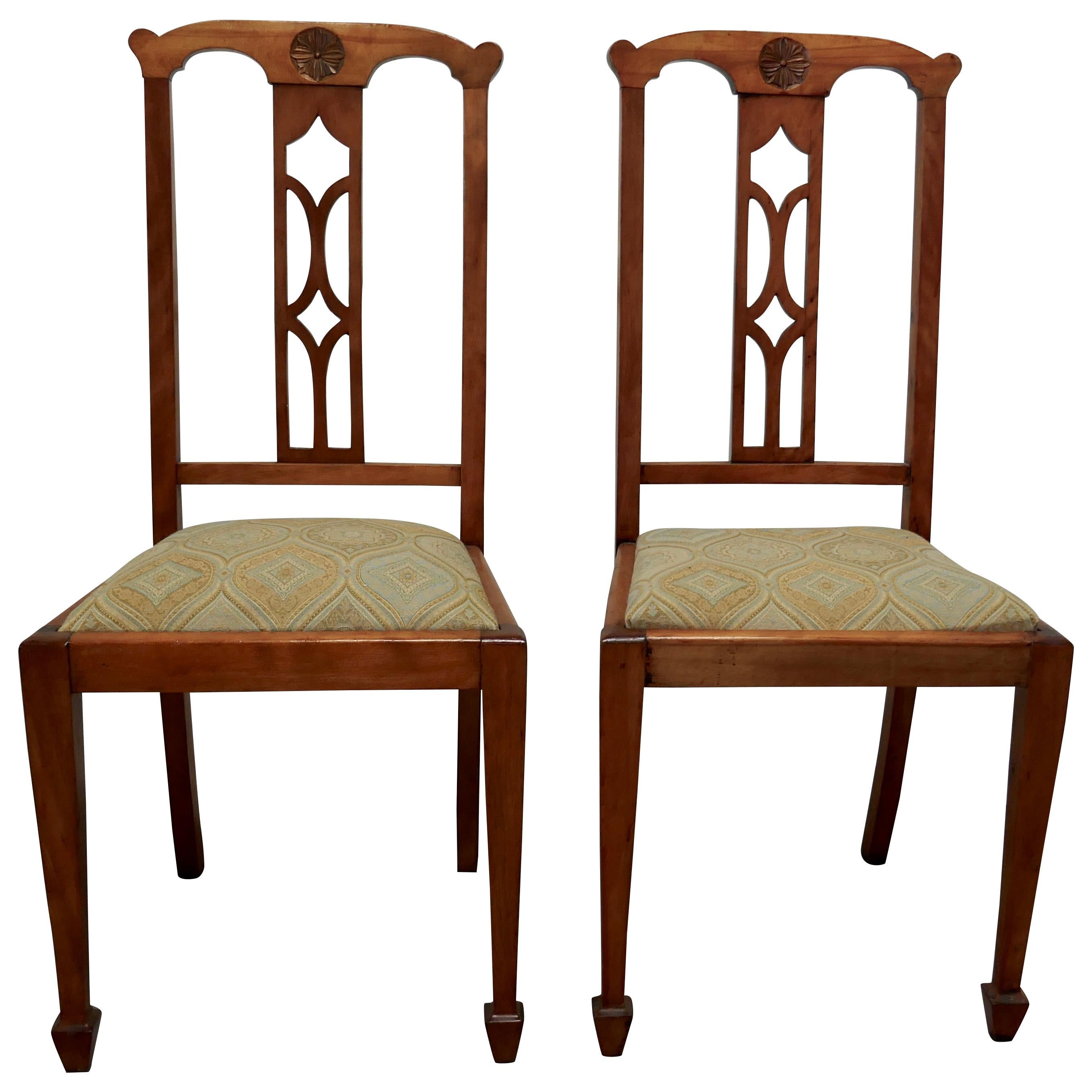 Pair of Arts & Crafts Golden Oak Chairs