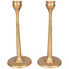 Pair of Arts & Crafts Jarvie School Bronze Candlesticks, circa 1920