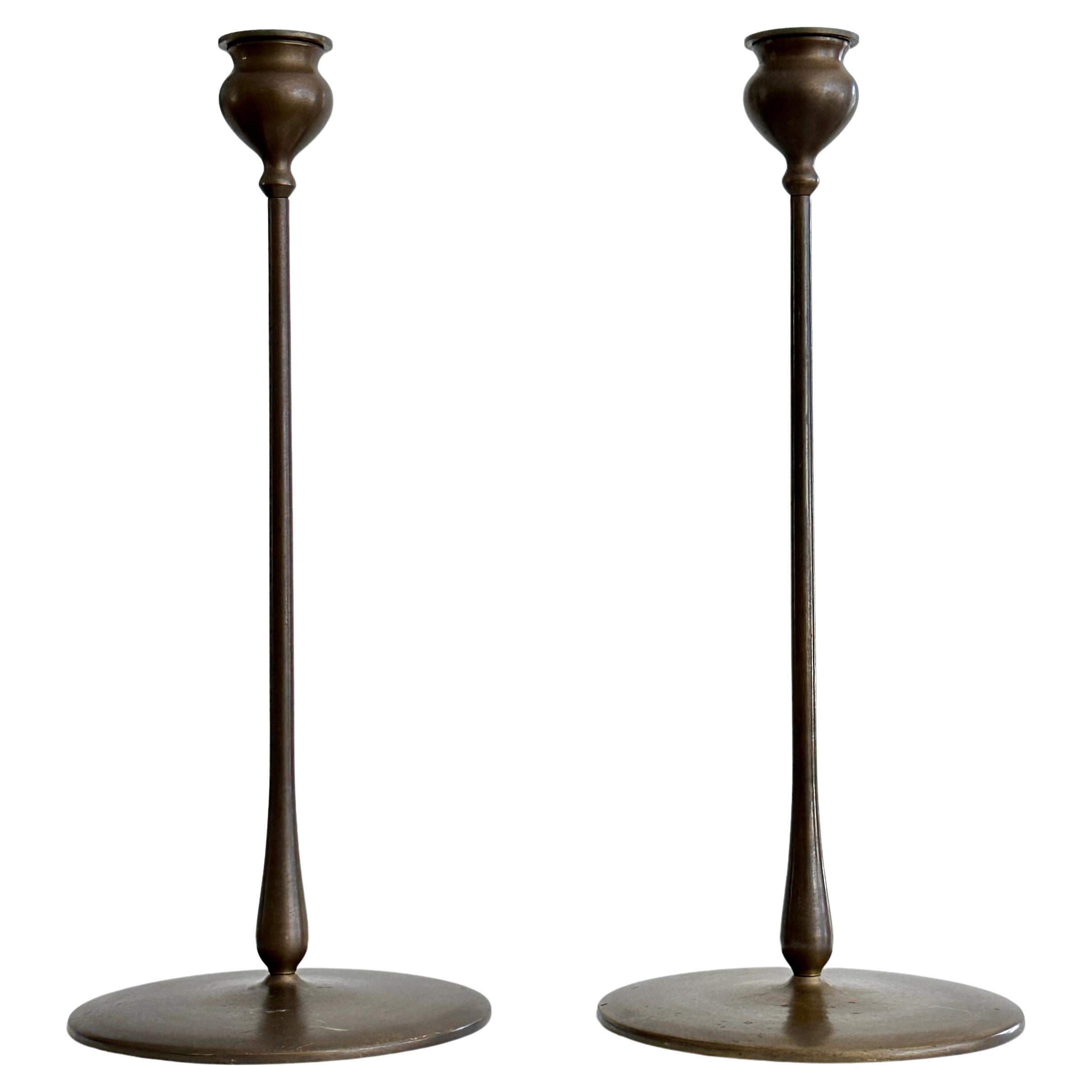 Pair of Arts 
Crafts Jarvie Style Candlesticks Made By Virginia MetalCrafters For Sale