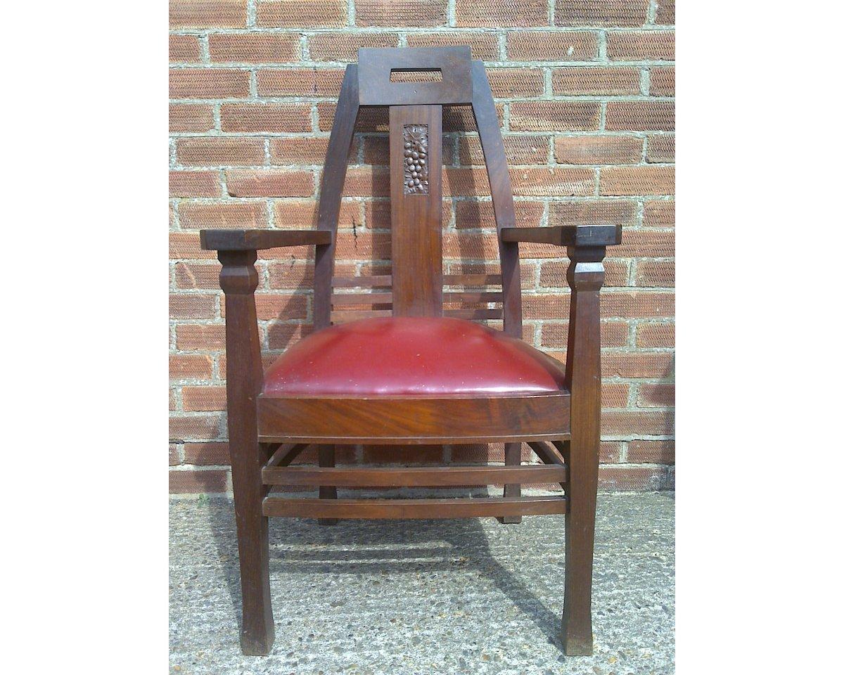 Pair of Arts & Crafts Jugendstil Mahogany Armchairs by Peter Behrens For Sale 4