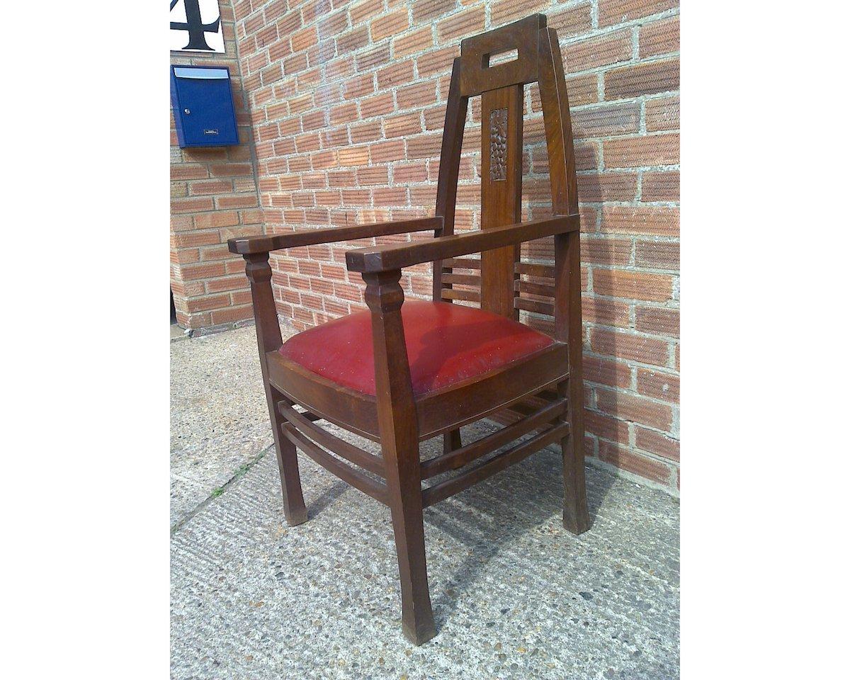 Pair of Arts & Crafts Jugendstil Mahogany Armchairs by Peter Behrens For Sale 8