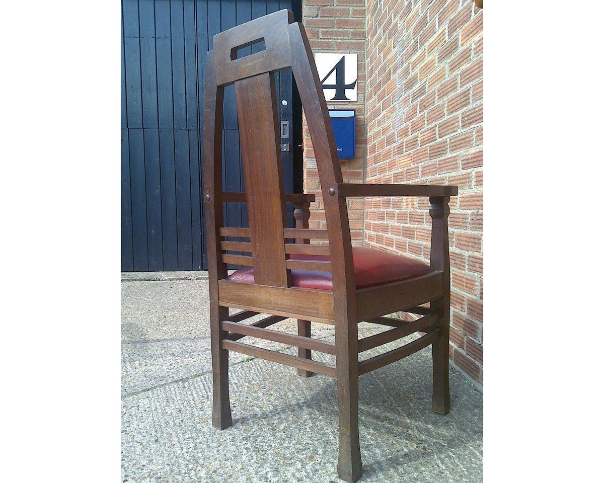 Paire de fauteuils Arts & Crafts Jugendstil en acajou par Peter Behrens en vente 11