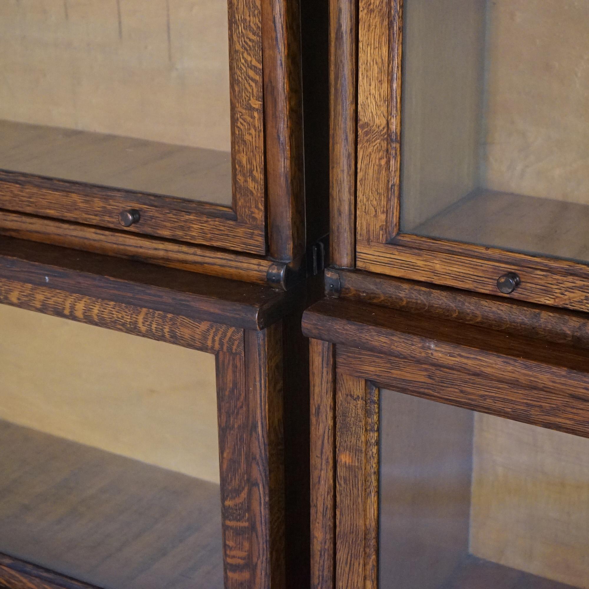 Pair of Arts & Crafts Macey Six Stack Oak Barrister Bookcases C1920 5