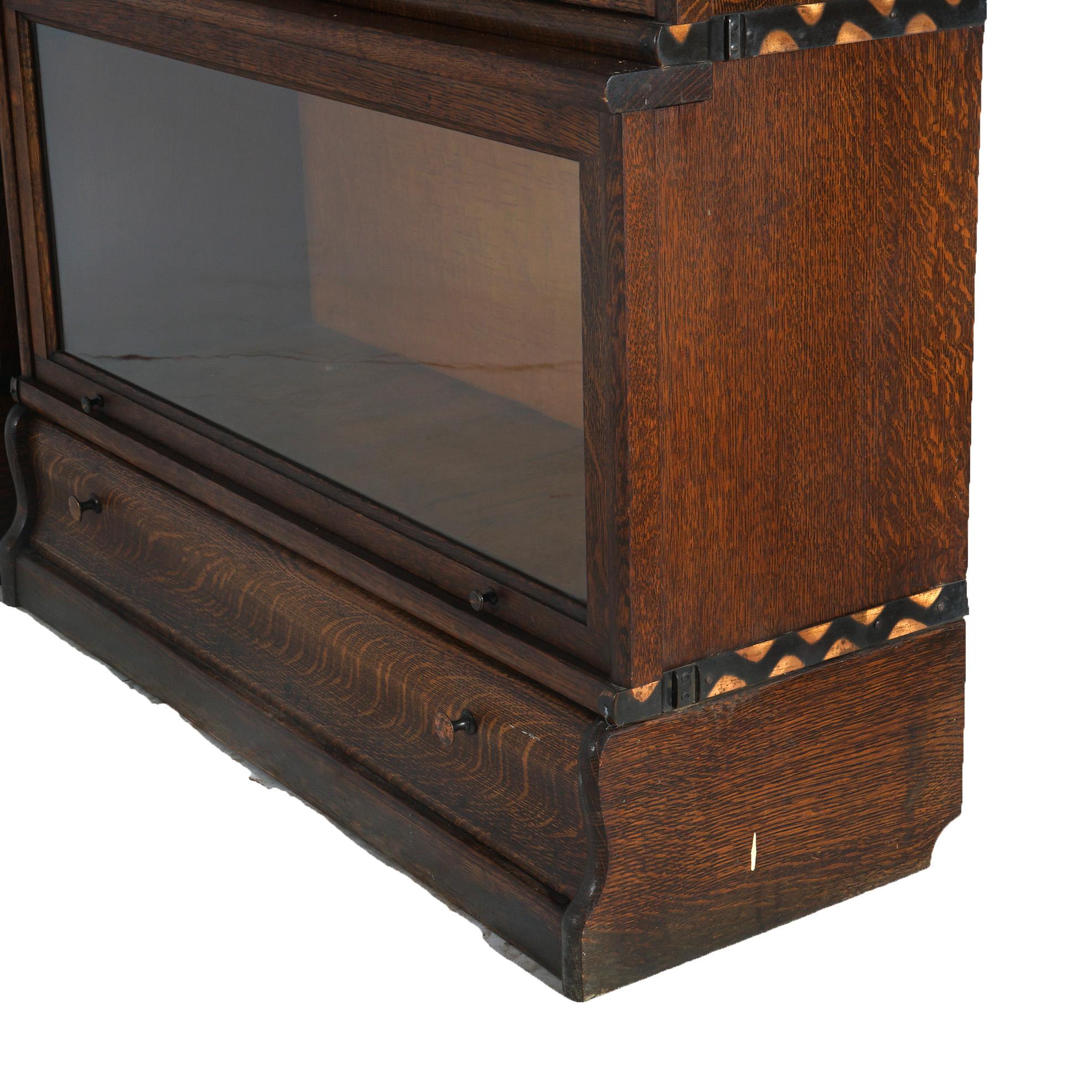 Pair of Arts & Crafts Macey Six Stack Oak Barrister Bookcases C1920 In Good Condition In Big Flats, NY