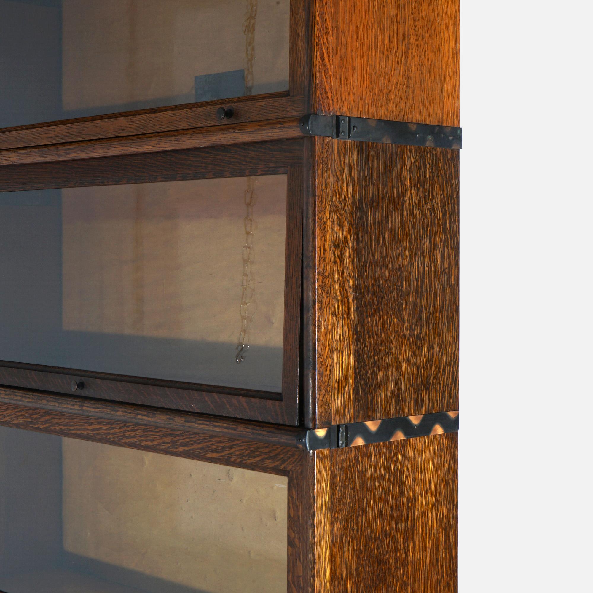20th Century Pair of Arts & Crafts Macey Six Stack Oak Barrister Bookcases C1920