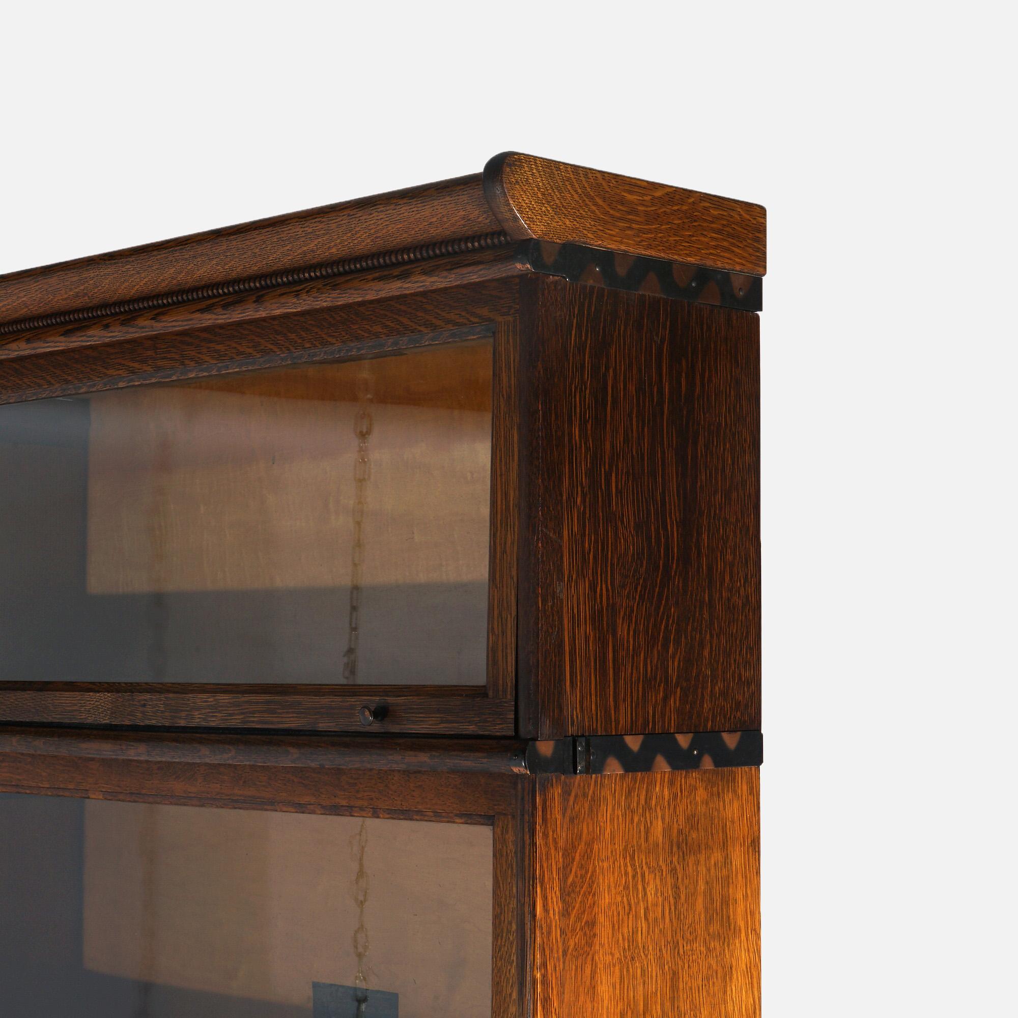 Glass Pair of Arts & Crafts Macey Six Stack Oak Barrister Bookcases C1920