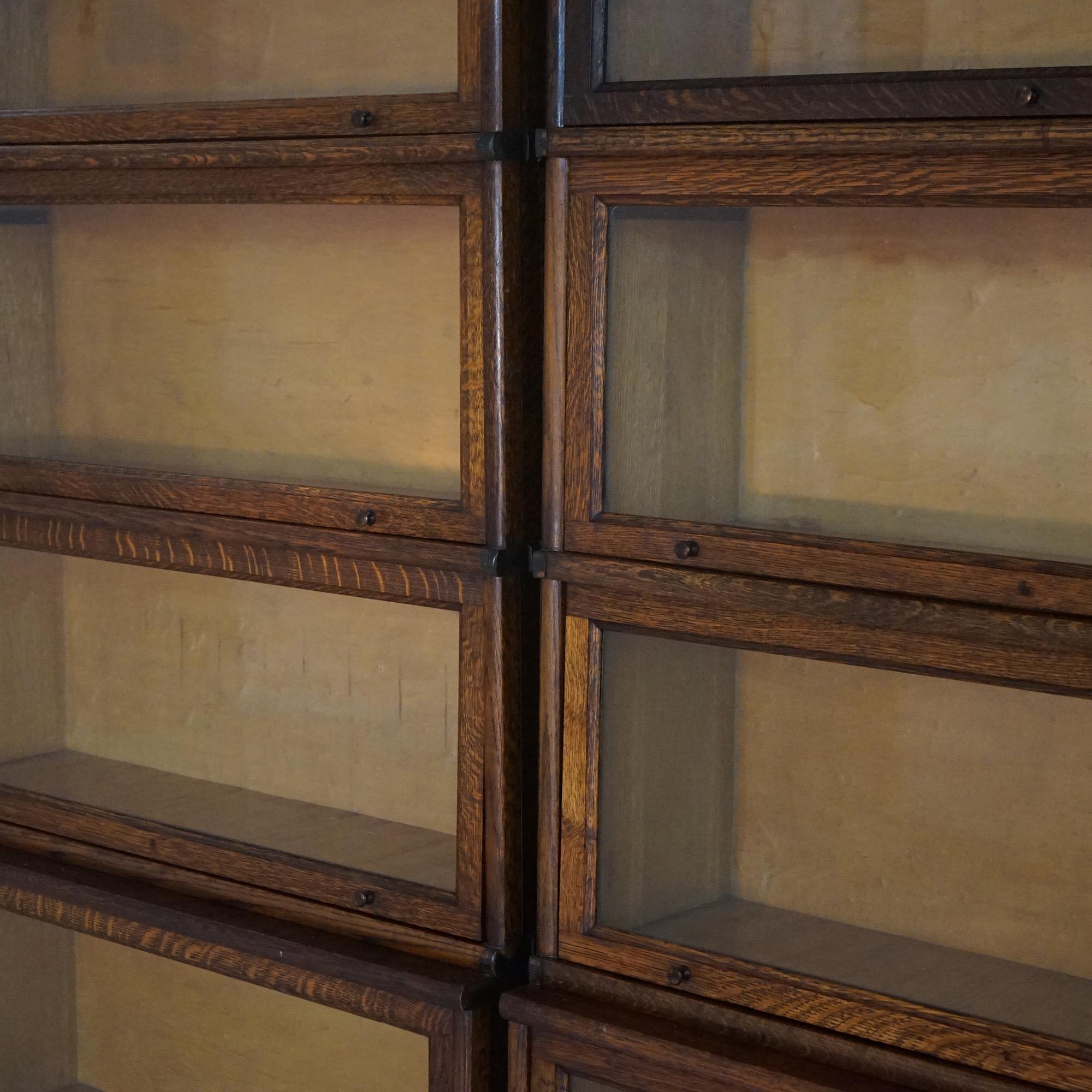 Pair of Arts & Crafts Macey Six Stack Oak Barrister Bookcases C1920 1