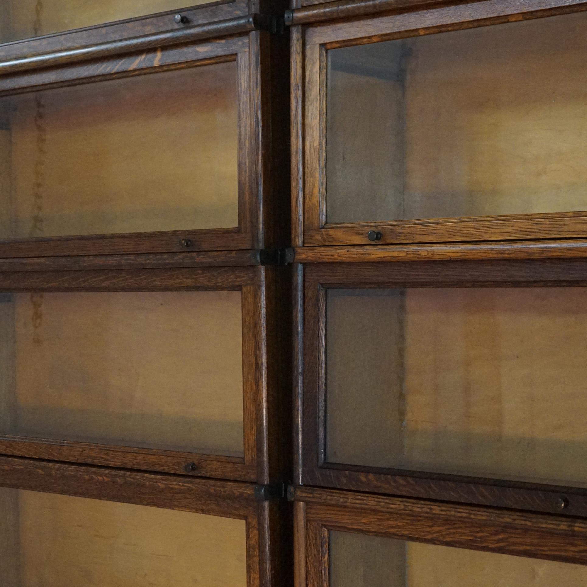 Pair of Arts & Crafts Macey Six Stack Oak Barrister Bookcases C1920 2