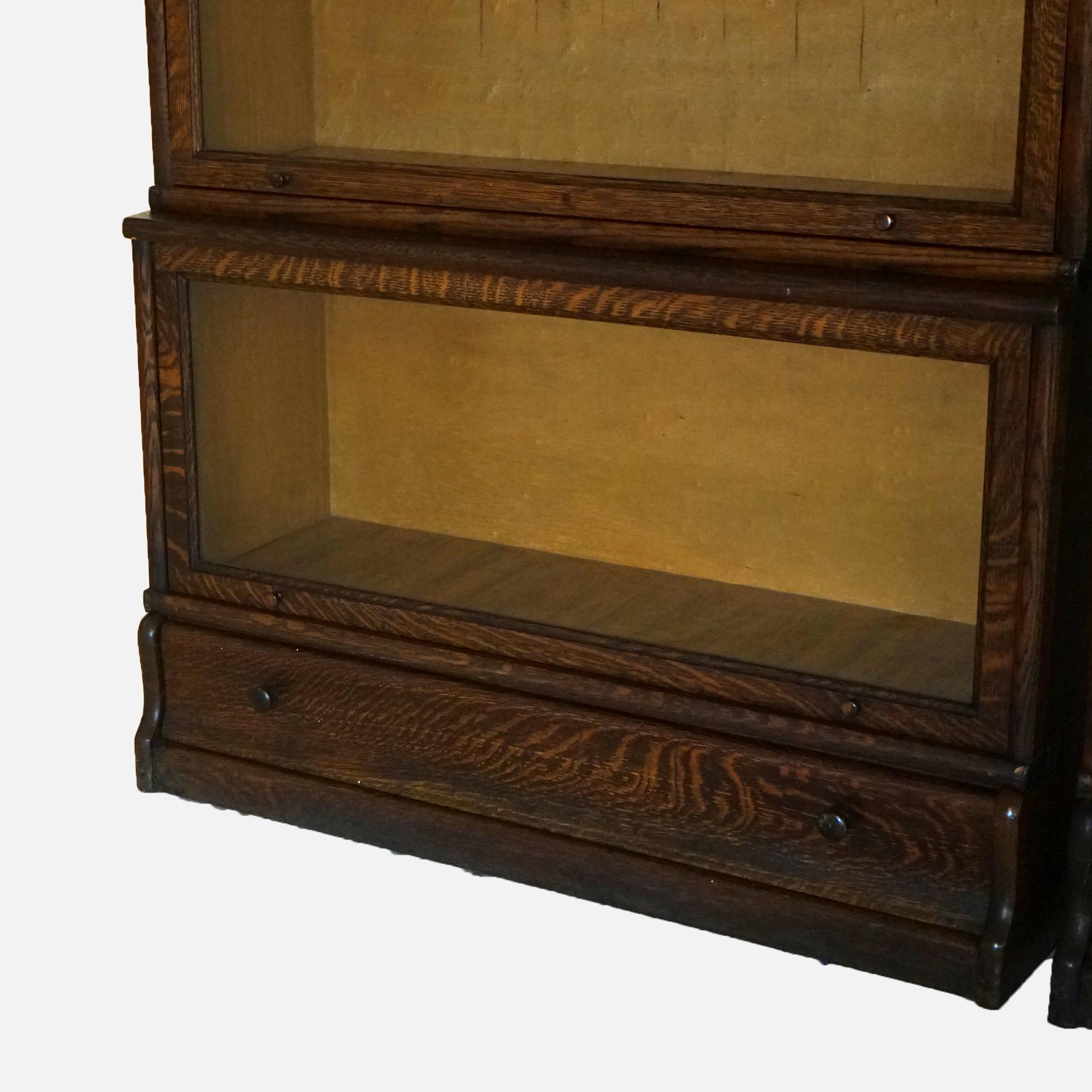 Pair of Arts & Crafts Macey Six Stack Oak Barrister Bookcases C1920 4