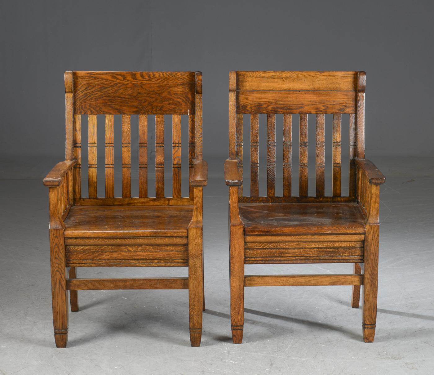 Arts and Crafts Pair of Arts & Crafts Oak Armchairs