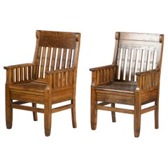 Pair of Arts & Crafts Oak Armchairs